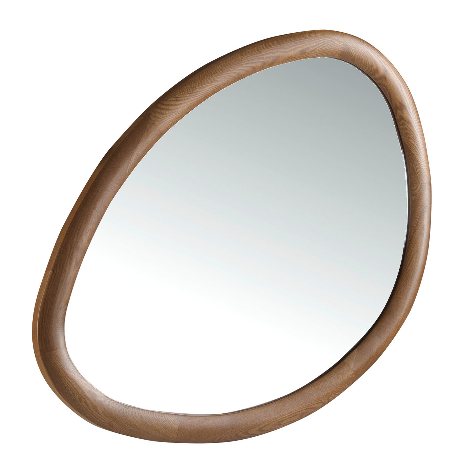 Miroir mural forme organique noyer - Finitions noyer