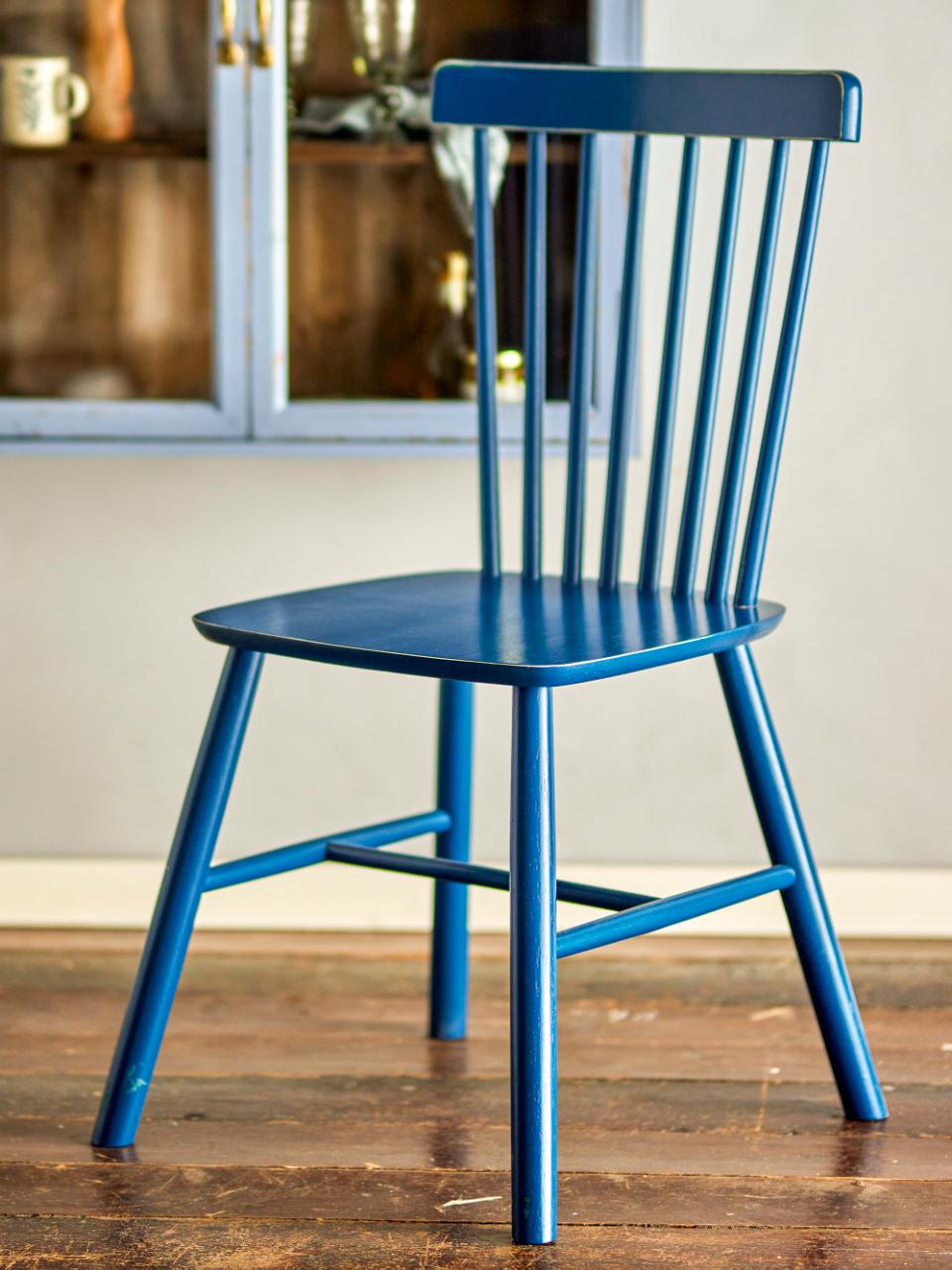Chaise de salle à manger en bois d'hévéa bleu