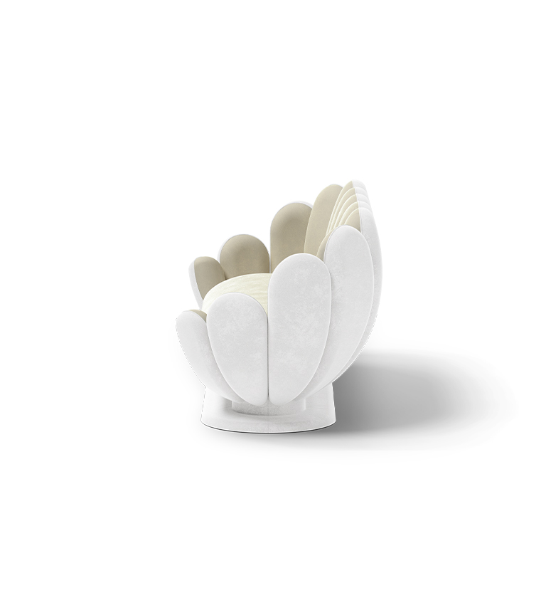 Canapé en forme de fleur de lotus blanc/crème — détail 3