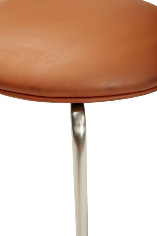 Tabouret en métal et faux cuir marron — détail 3