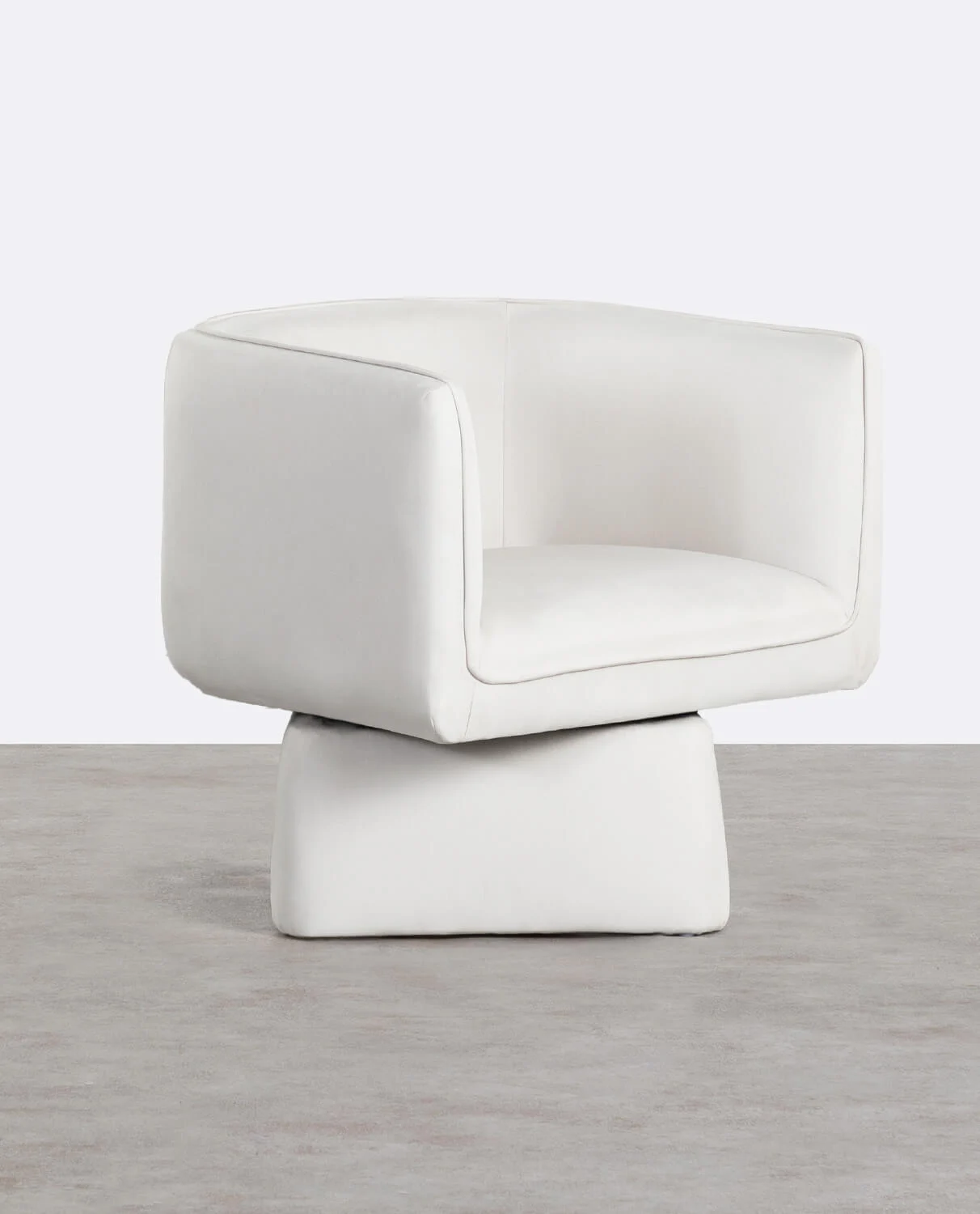 Fauteuil pivotant en tissu doux blanc