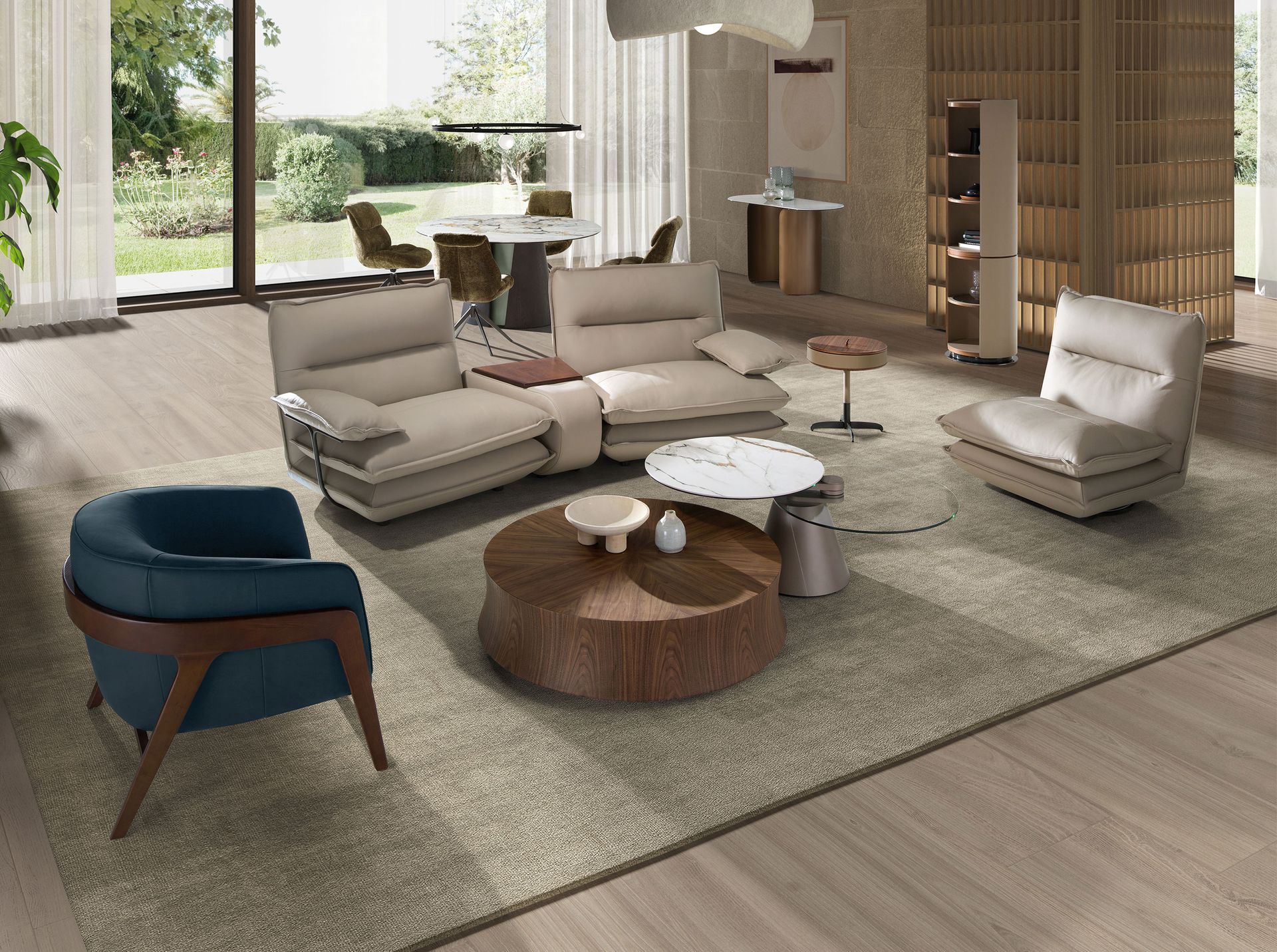 Fauteuil en cuir bleu pétrole — détail 4