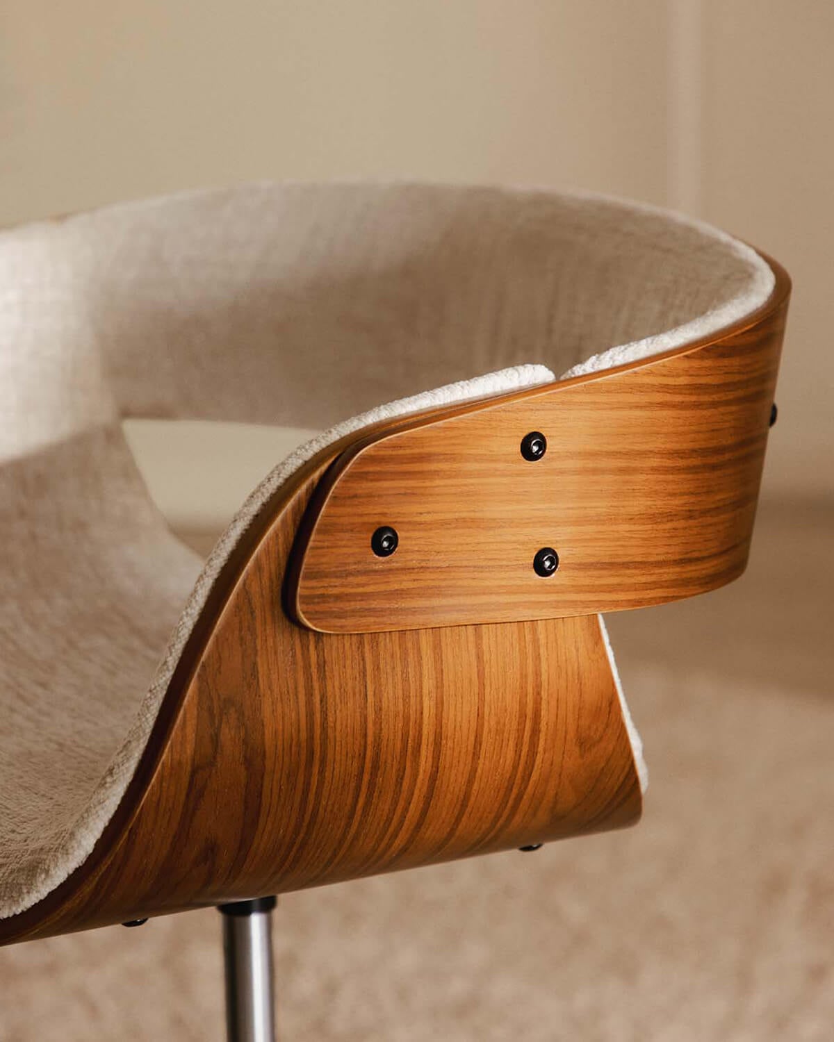Chaise de bureau réglable en bois et tissu Berlin — détail 3
