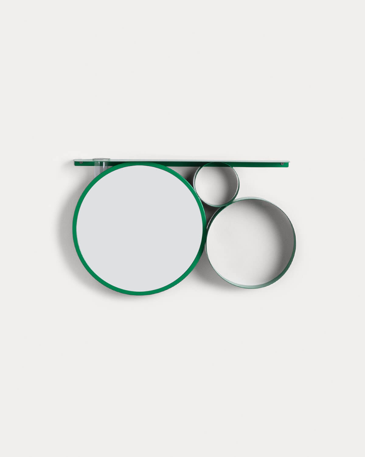 Miroir mural Ø28 cm avec étagère en métal Elara
