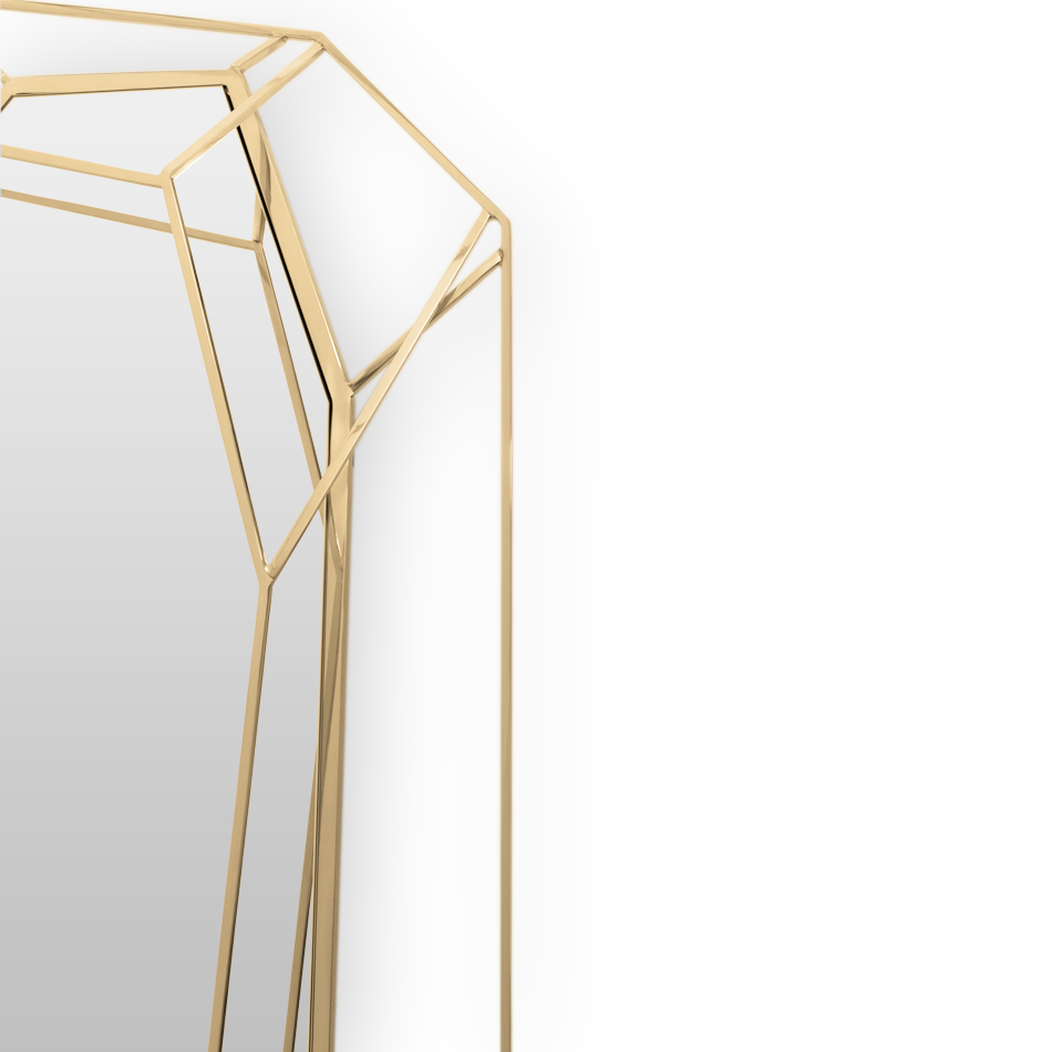 Miroir forme diamant en laiton doré — détail 6