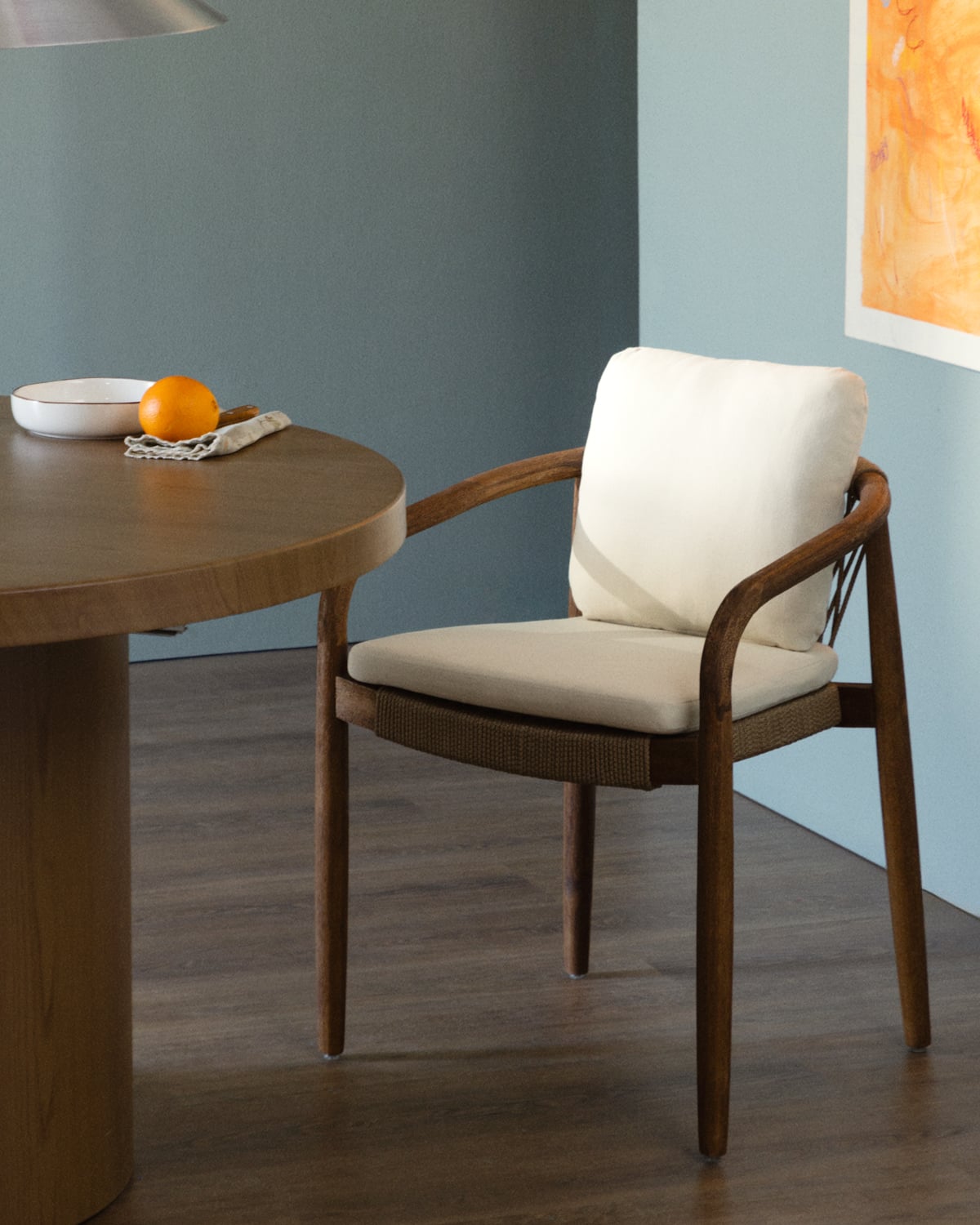 Chaise en acacia avec coussin Loli — Acacia clair