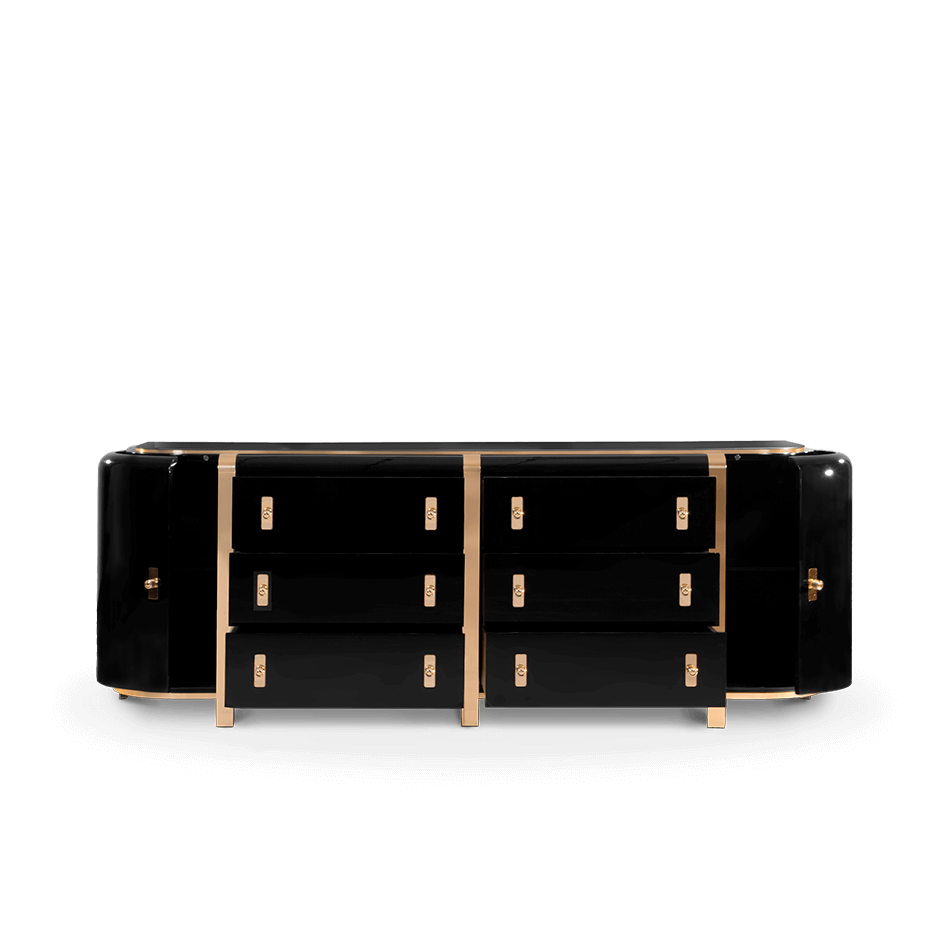 Buffet plaqué noyé noir brillant — détail 5