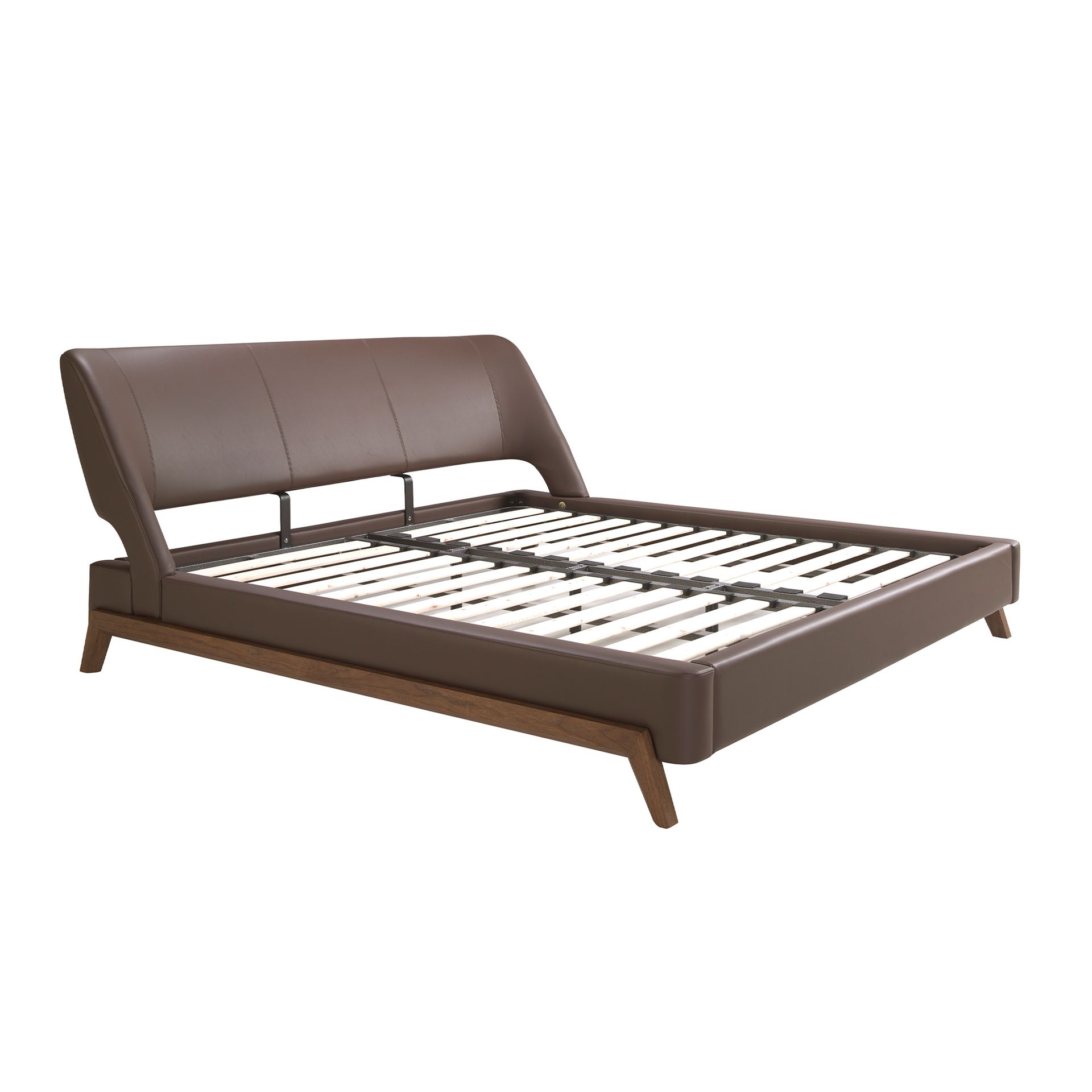 Lit en similicuir marron chocolat