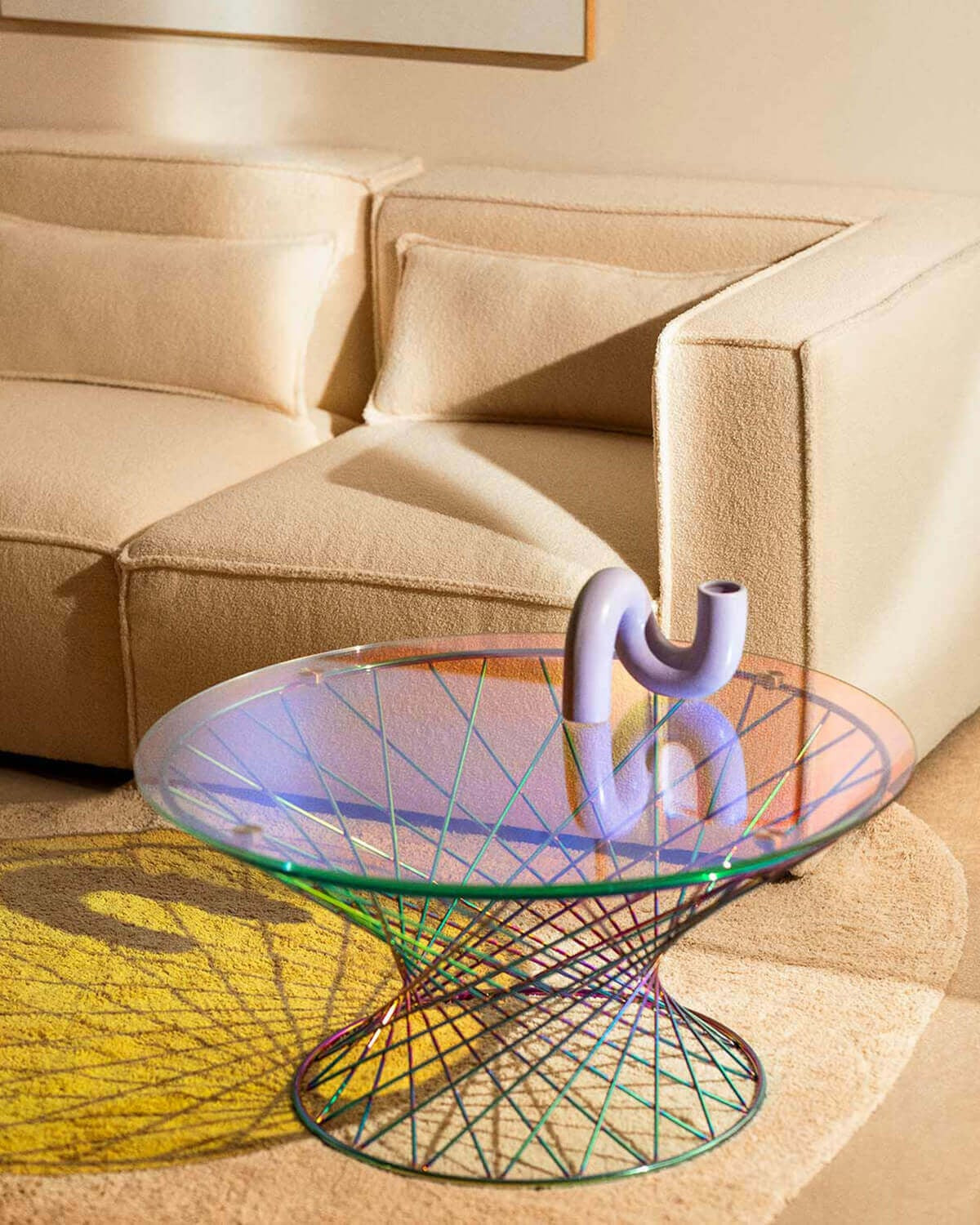 Canapé modulaire d'angle 2 pièces bouclé Kilhe - Coloris au choix