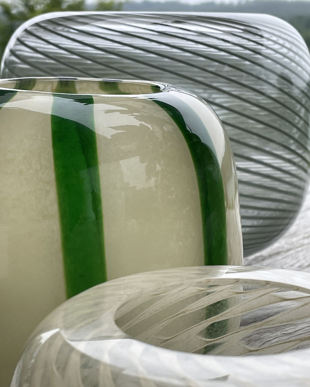 Vase en verre avec rayures de bonbon XS — détail 4