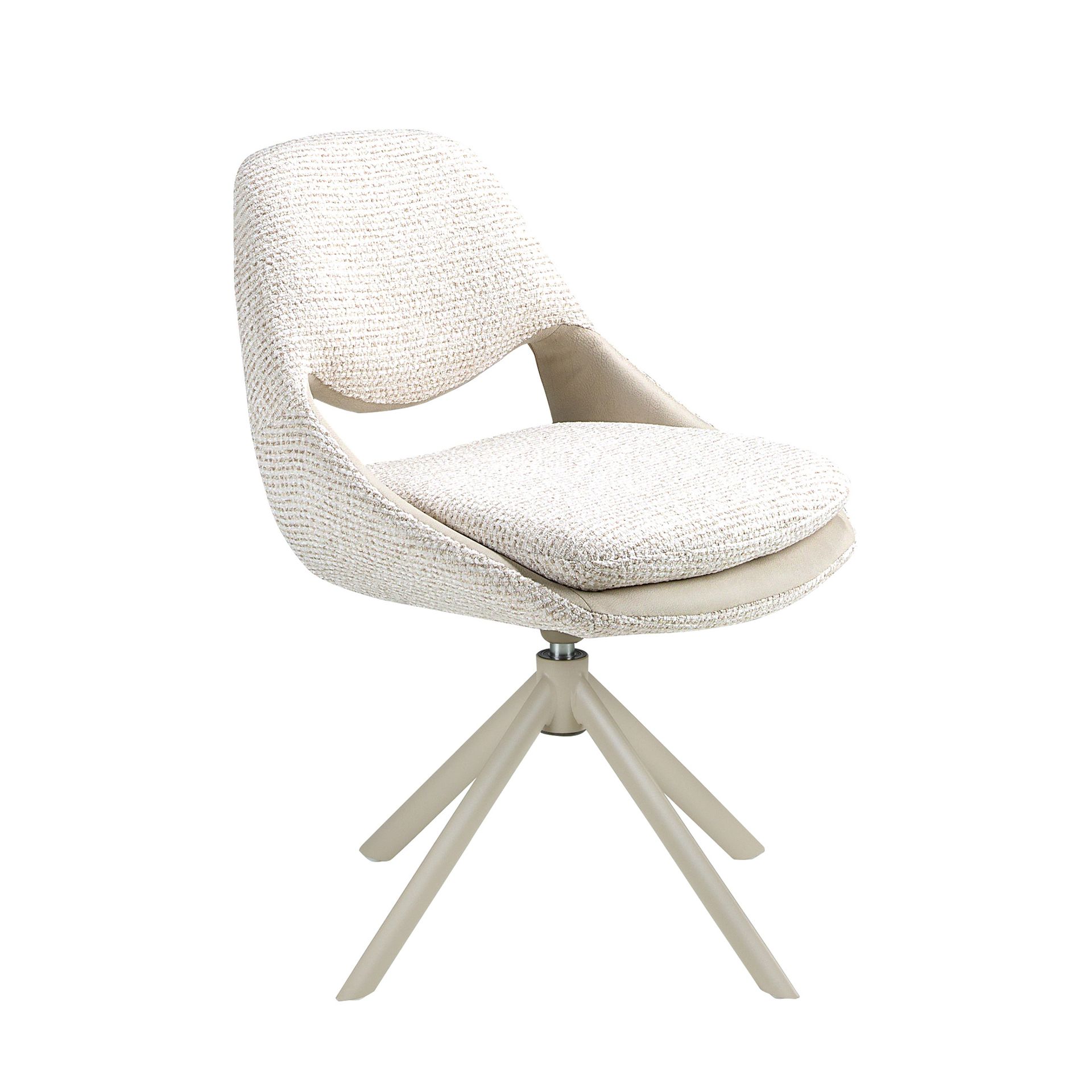 Chaise pivotante en tissu blanc cassé et crème - Coloris blanc cassé et crème