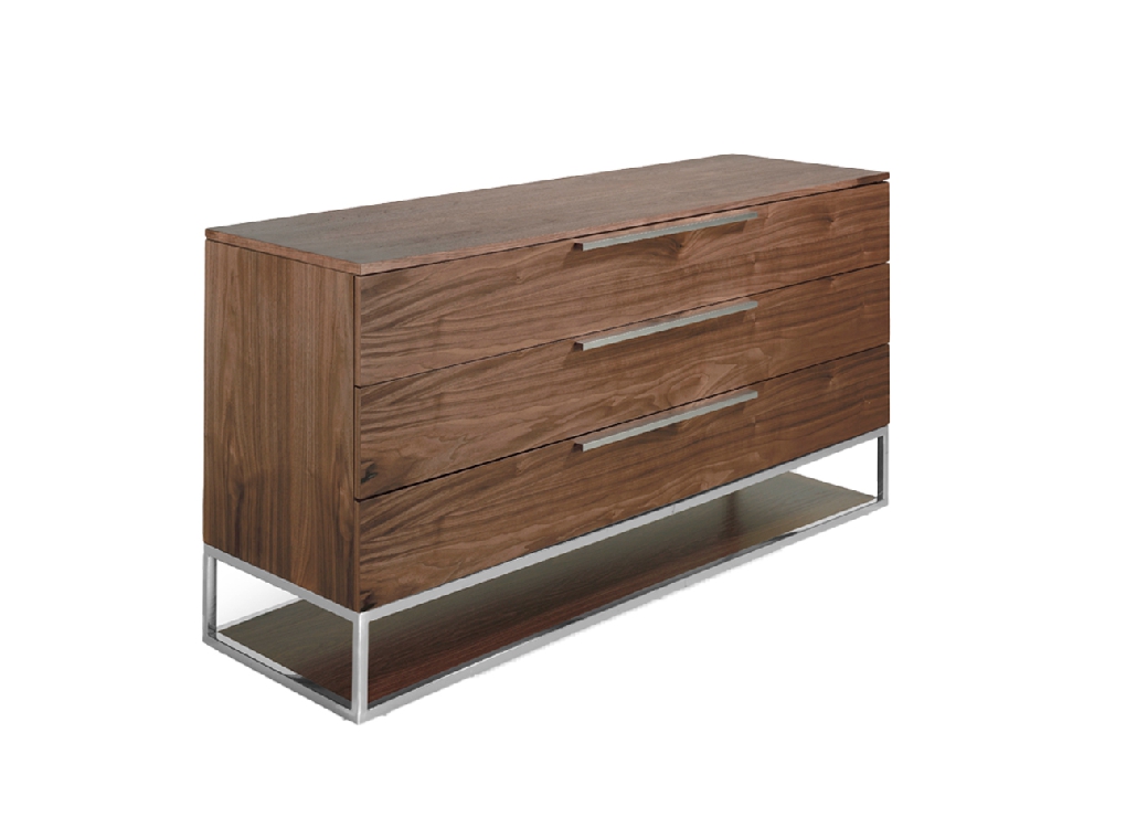 Commode en bois de noyer et acier chromé — détail 3