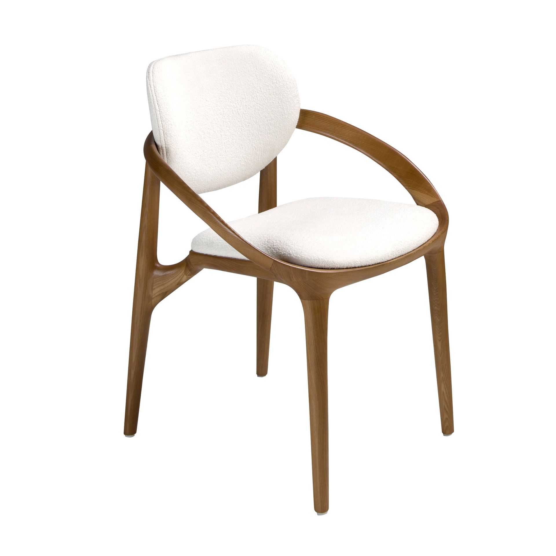 Chaise en tissu blanc cassé - Finitions blanc cassé et noyer