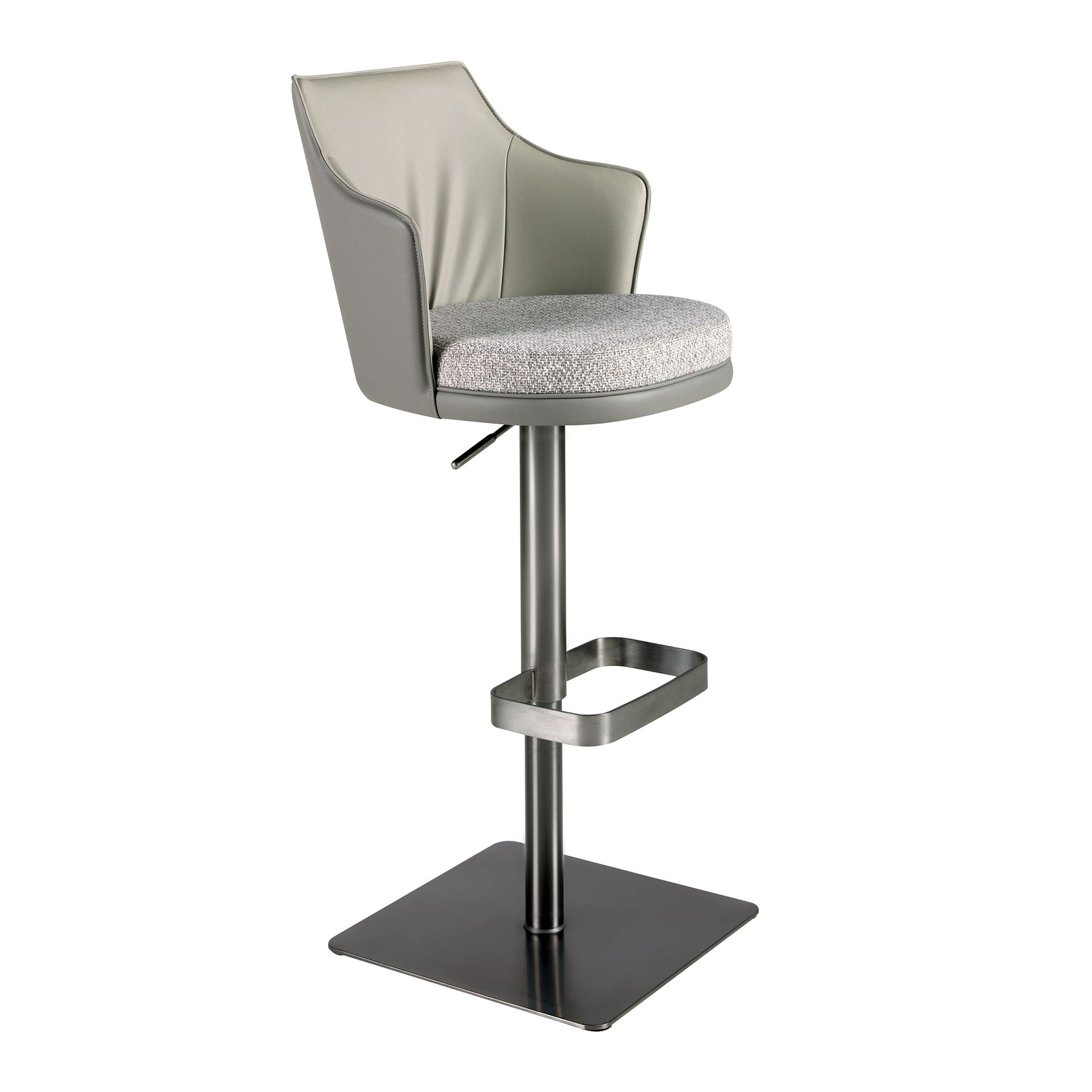 Tabouret pivotant en tissu marbré et similicuir - Coloris au choix
