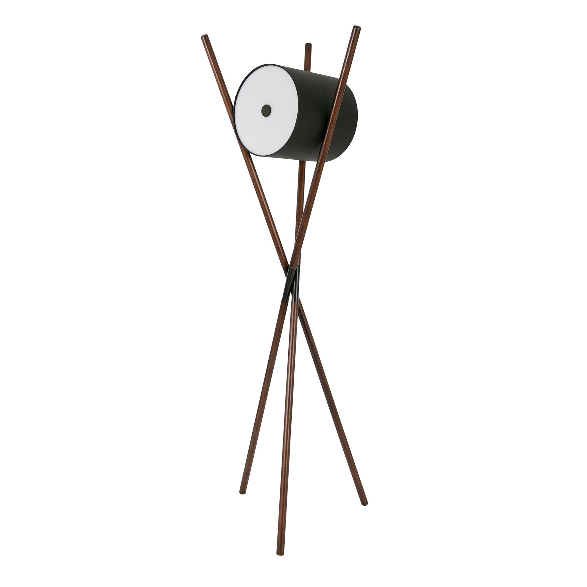 Lampadaire bois et similicuir - Finitions noyer et noir
