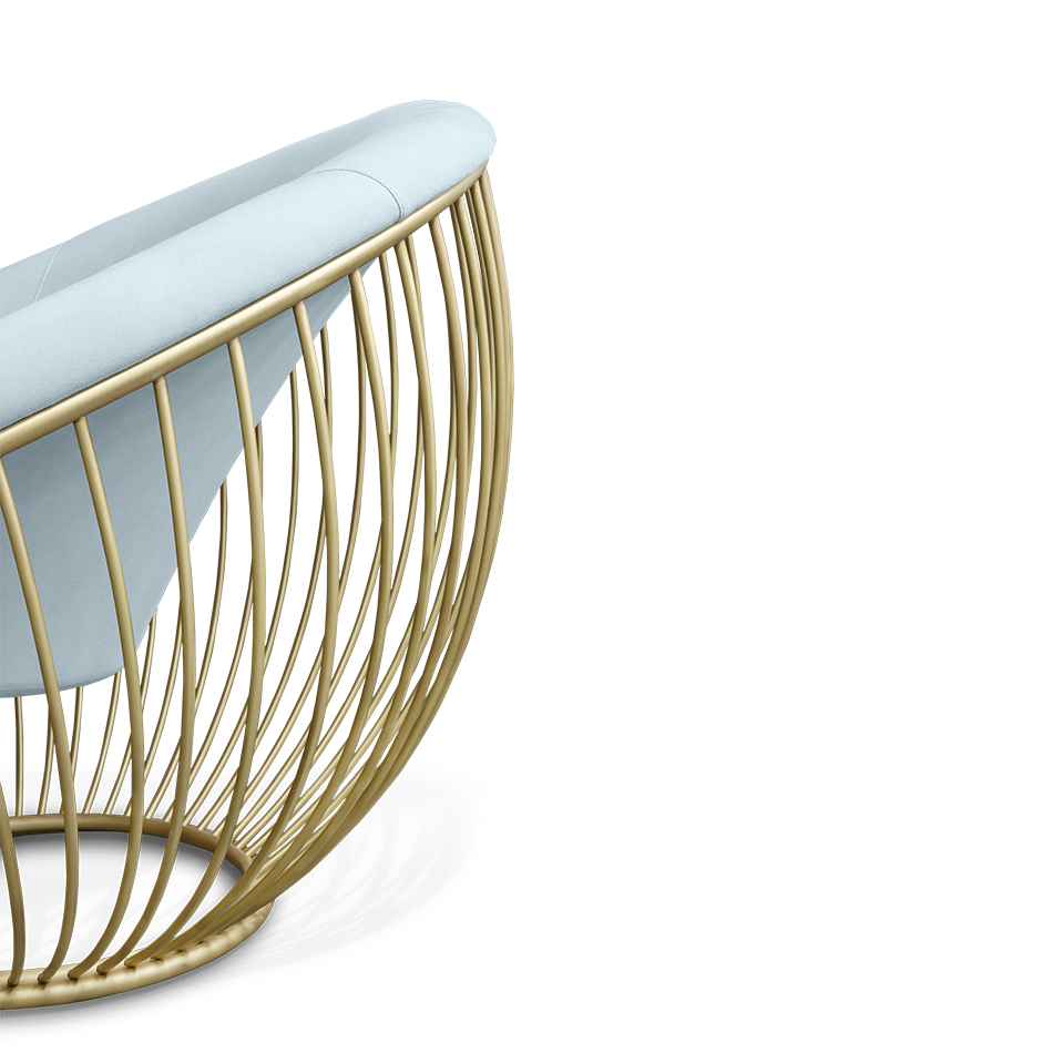 Fauteuil en tissu de velour et laiton doré — détail 5