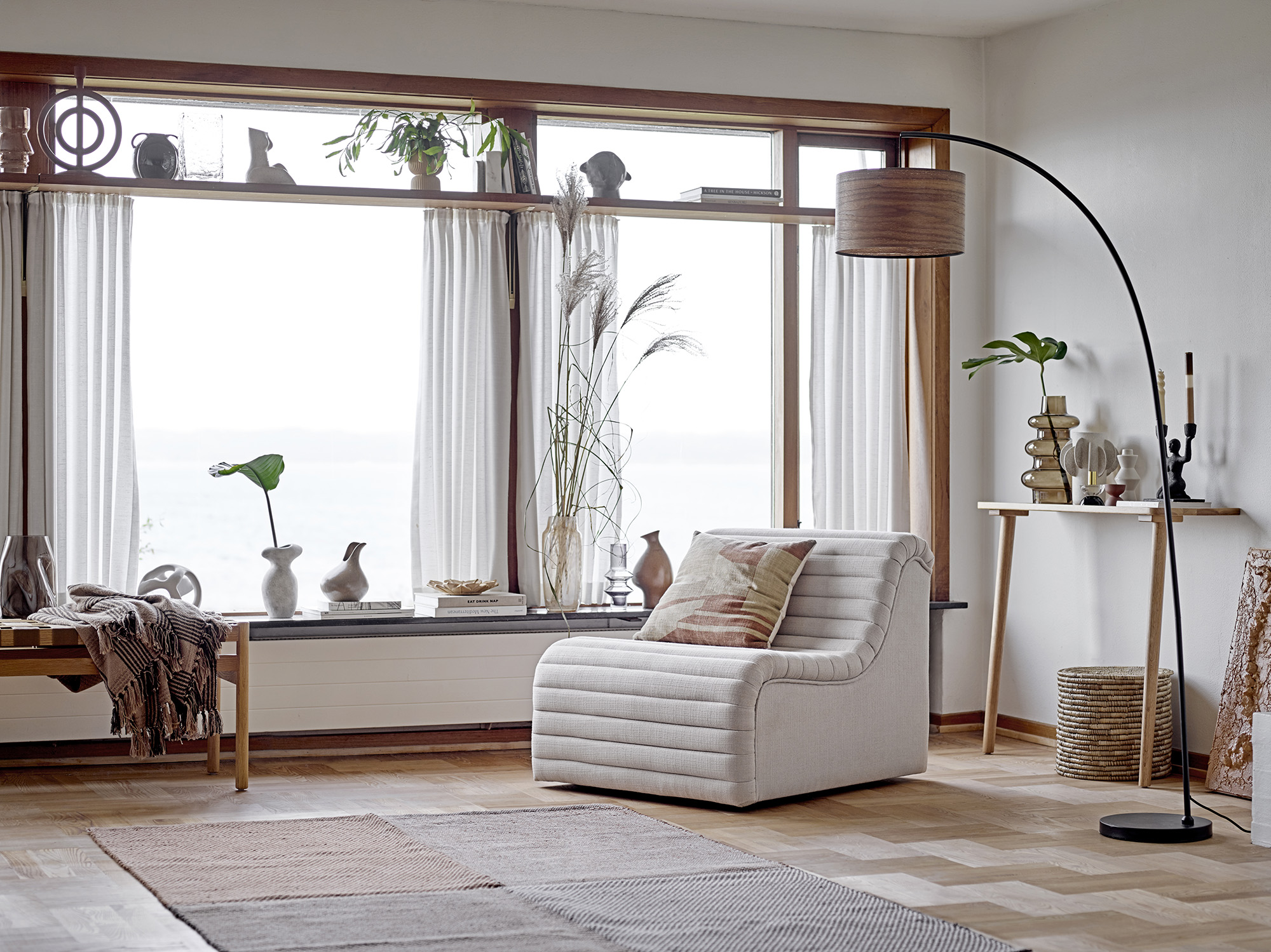Fauteuil relax en tissu blanc