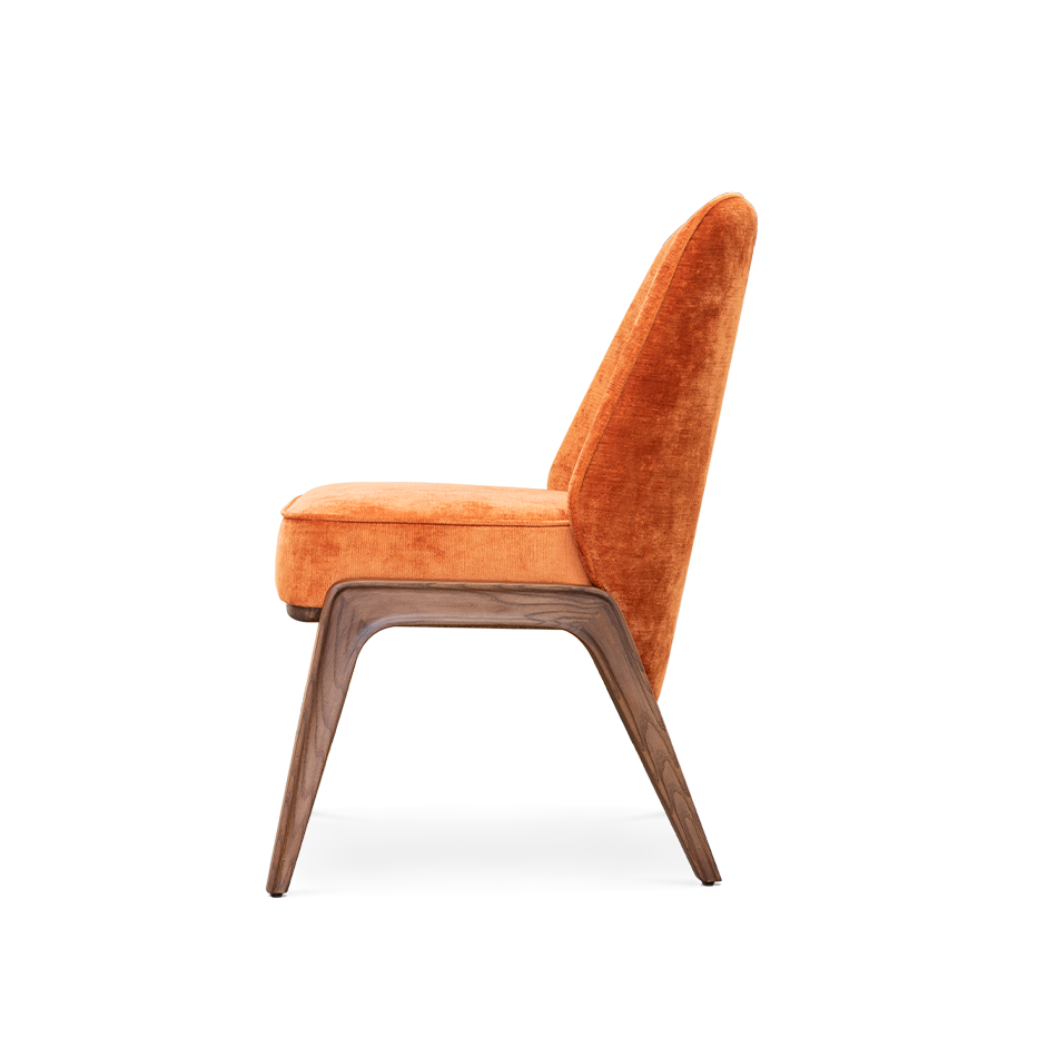 Chaise en tissu de velours orange — détail 4