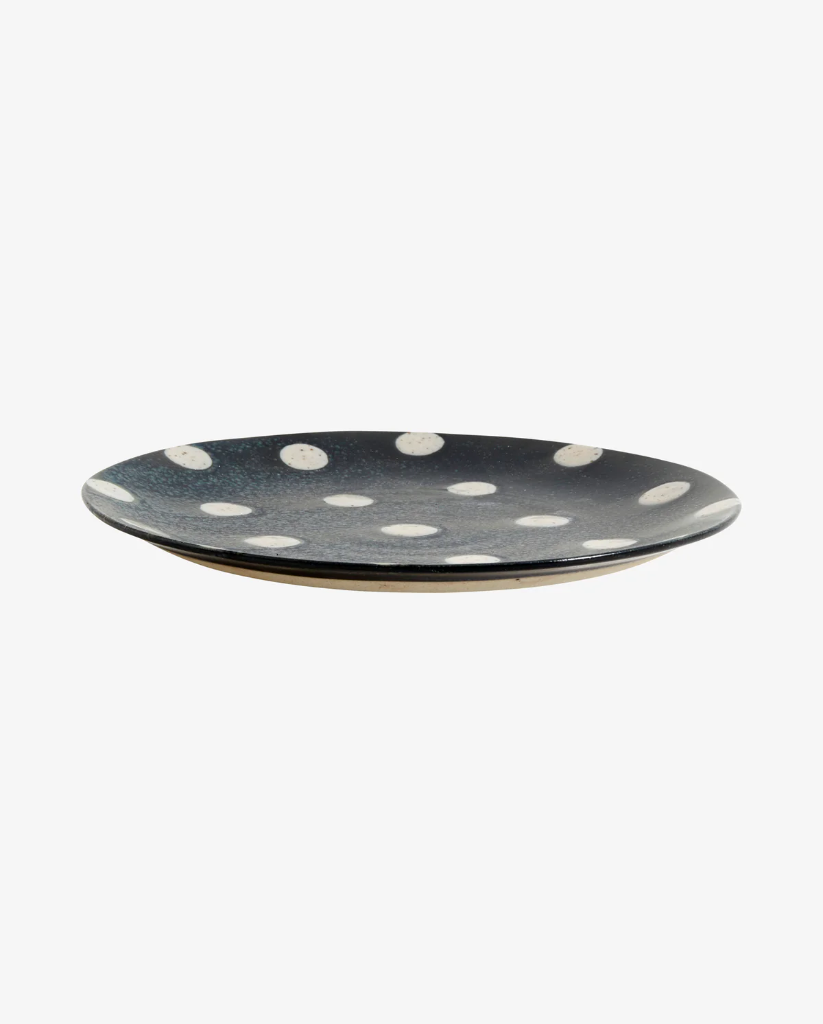 Lot de 4 assiettes en céramique noir à point blanc