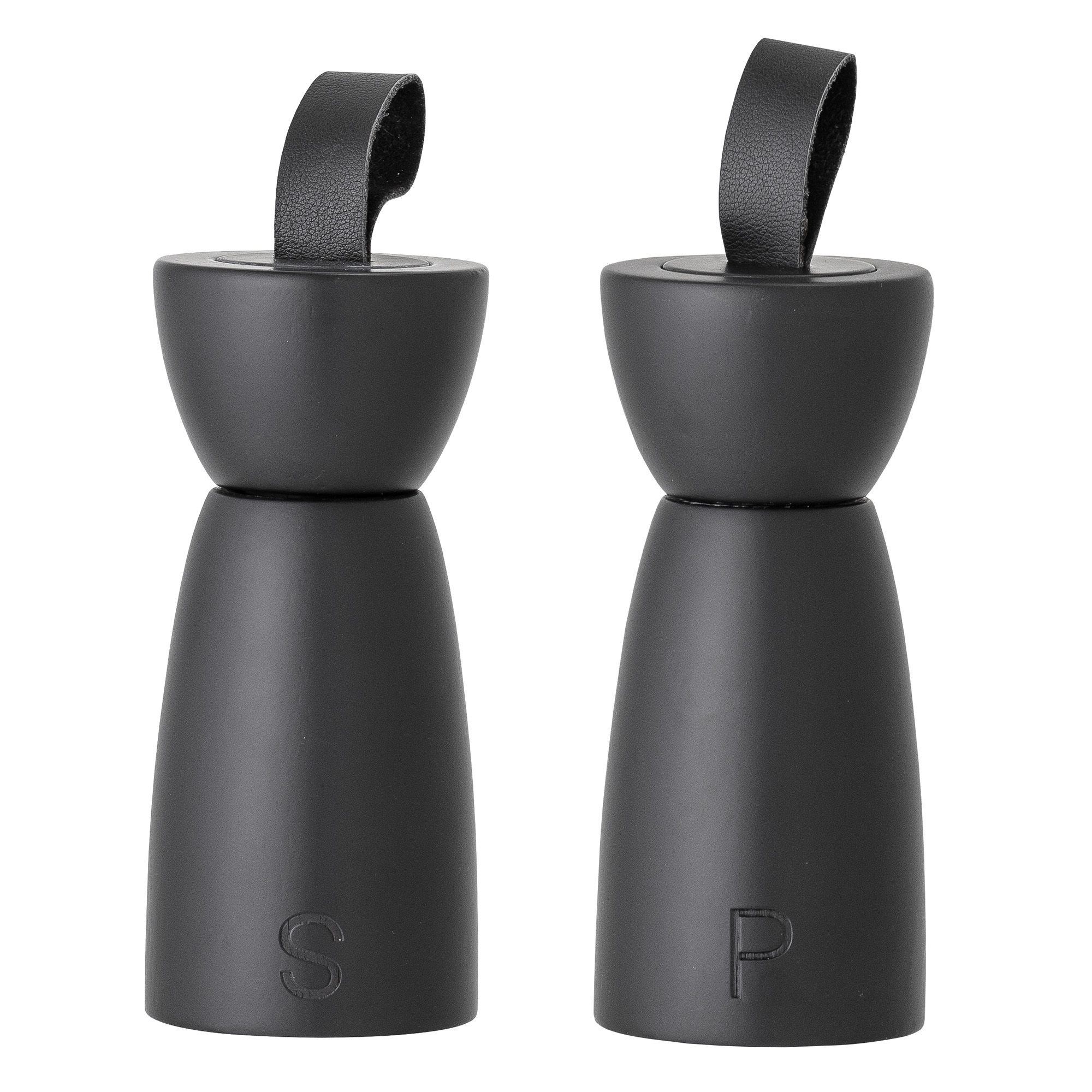 Moulin à poivre et sel noir en bois d'hévéa