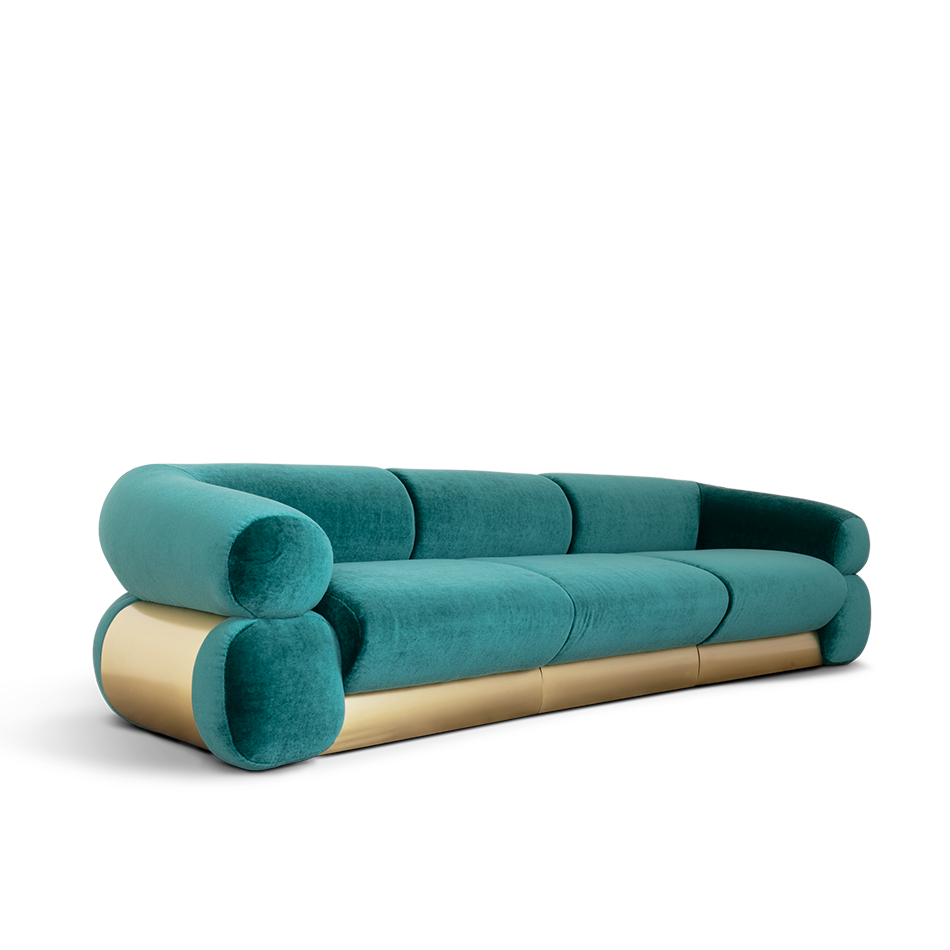Canapé XL velours vert bleuté