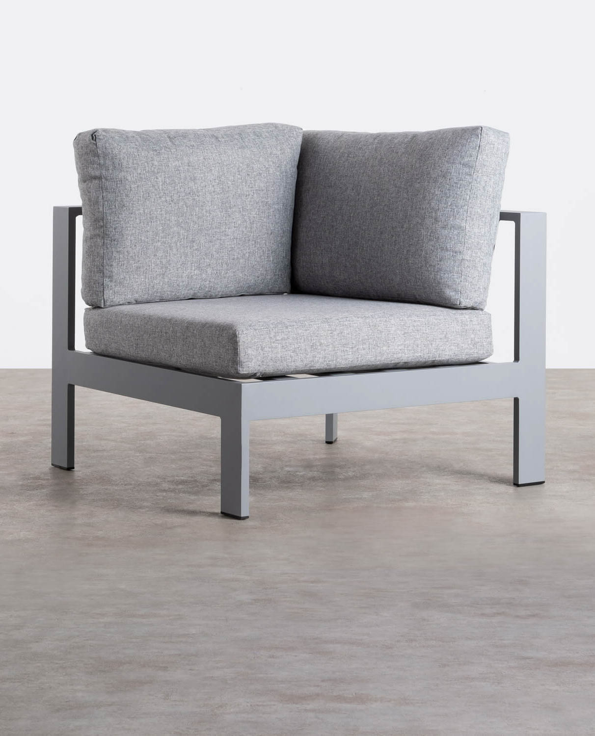 Salon de jardin en aluminium et tissu gris — détail 3