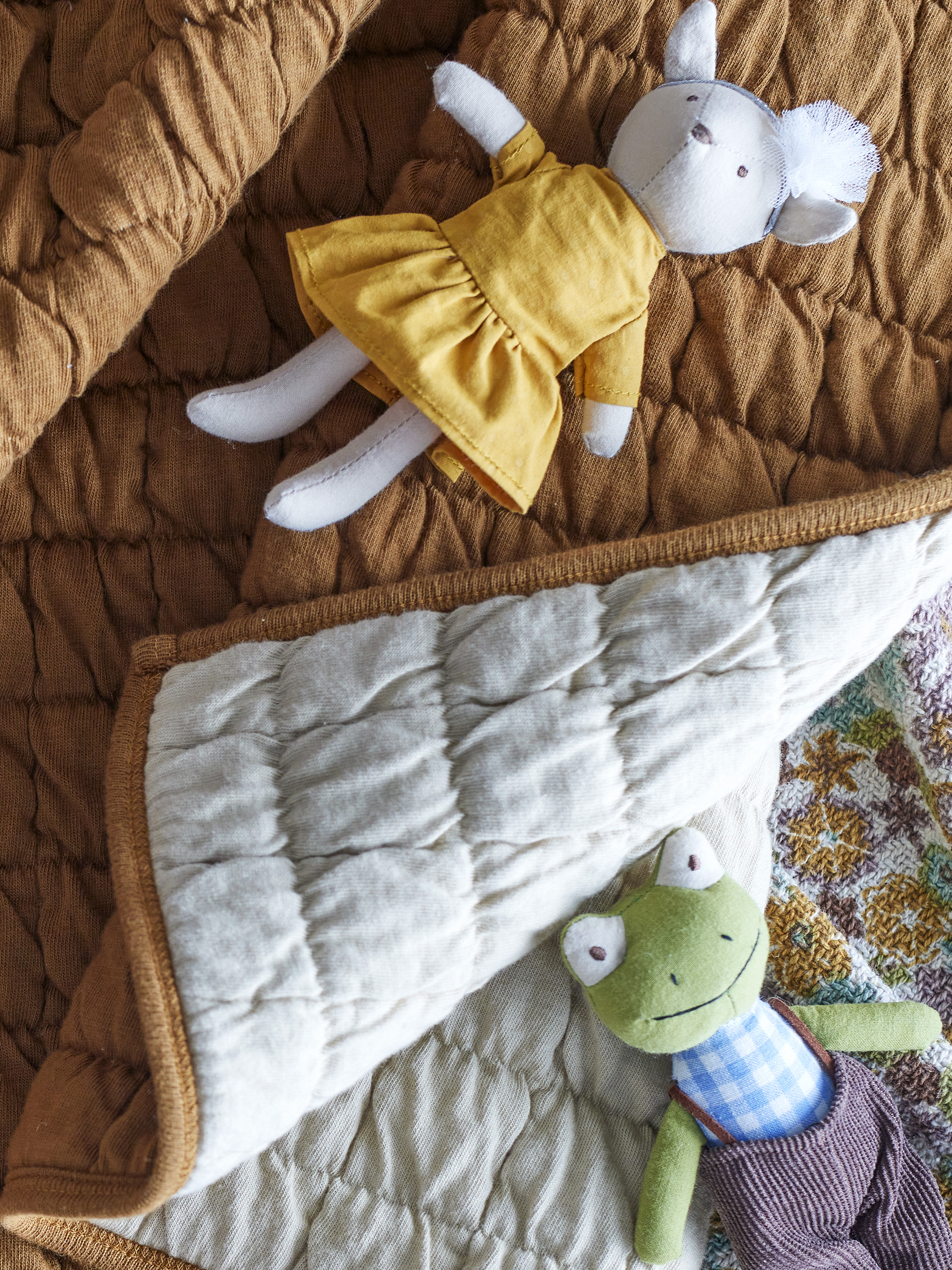 Couverture matelassée en coton marron