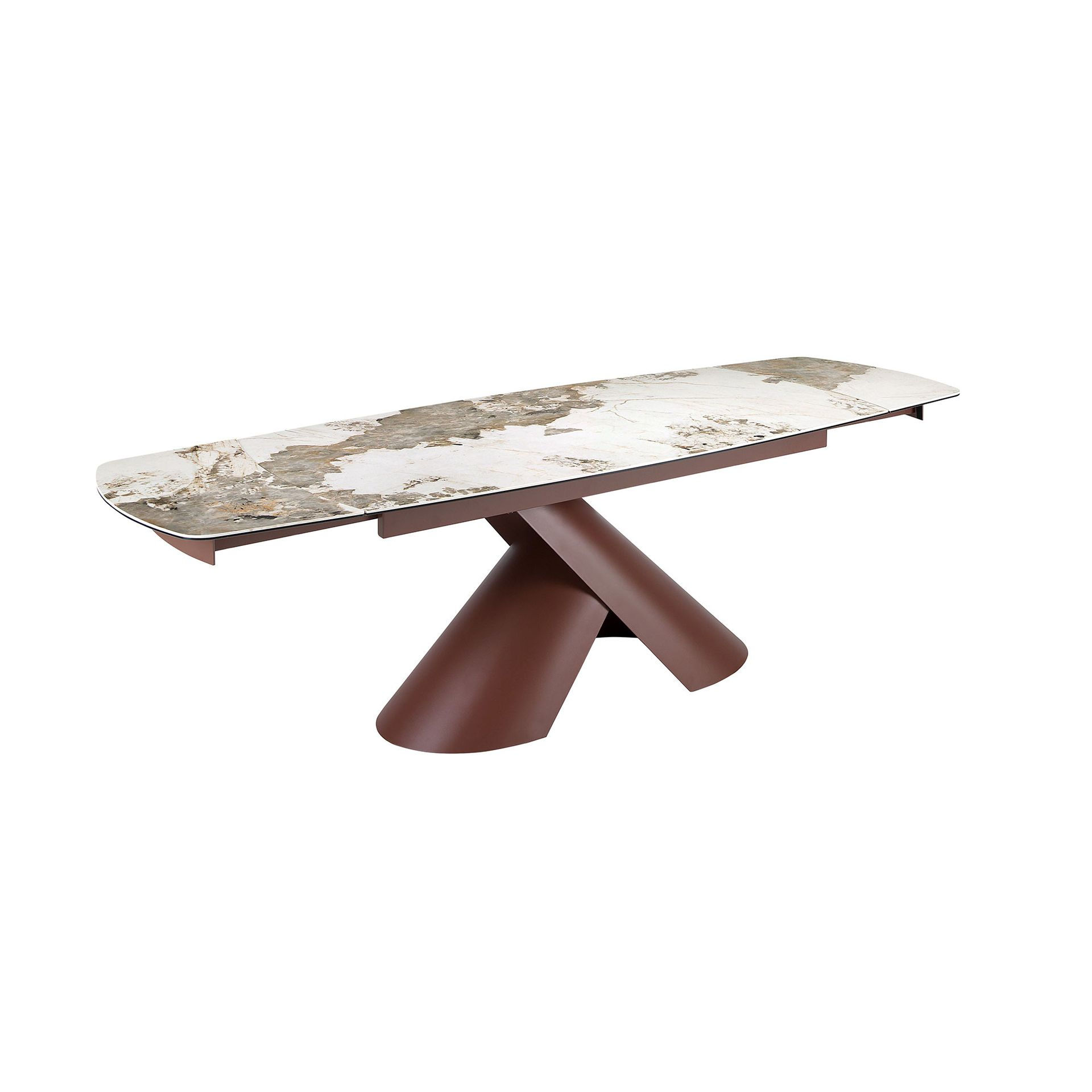Table à manger extensible ovale - Coloris blanc et cuivre