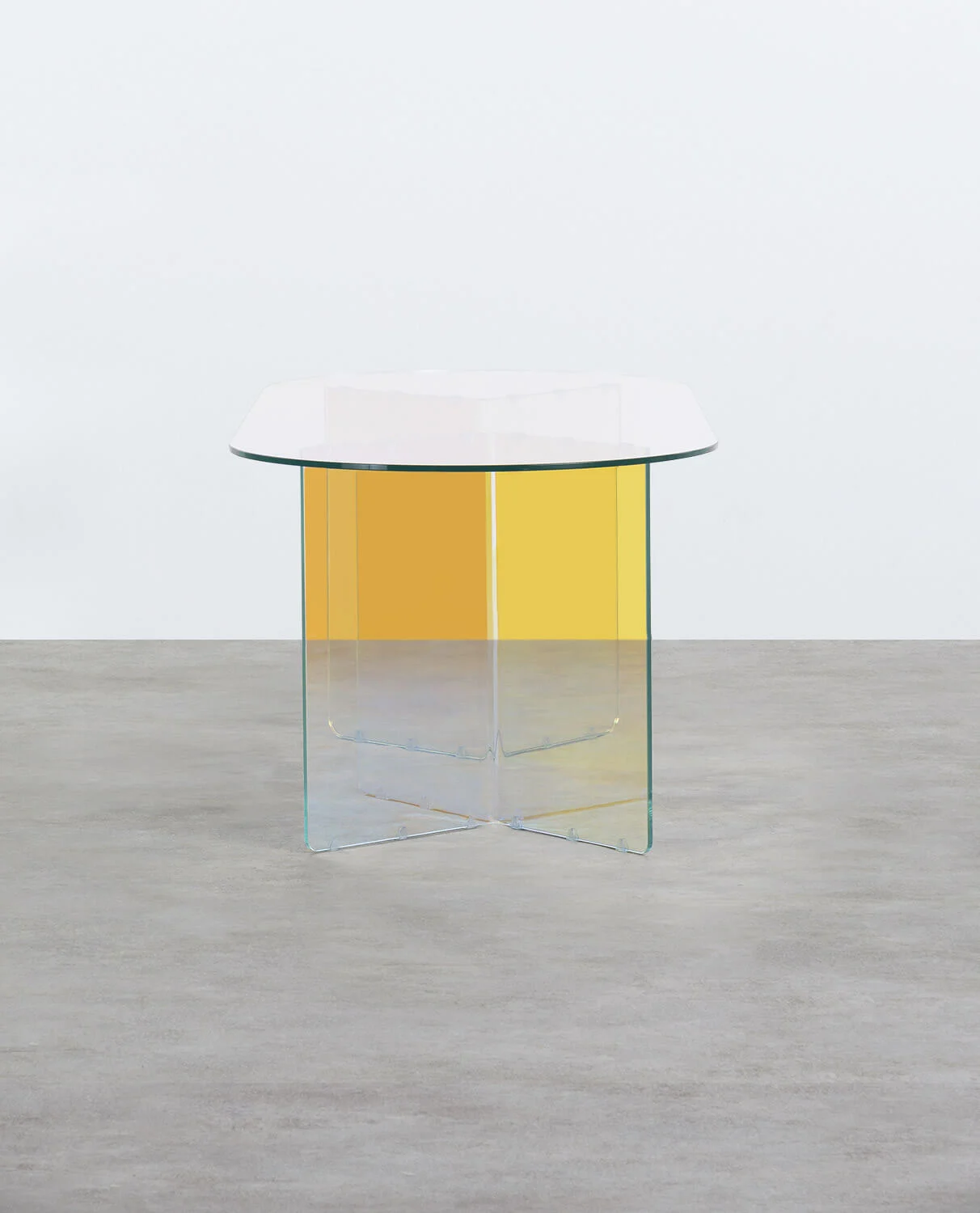 Table de salle à manger ovale irisé en verre trempé — détail 5