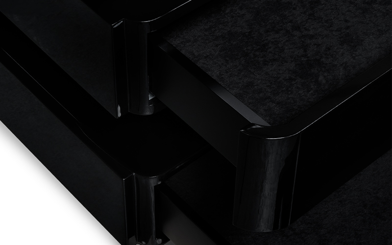 Bureau en laqué noir brillant plateau noir avec détails — détail 3