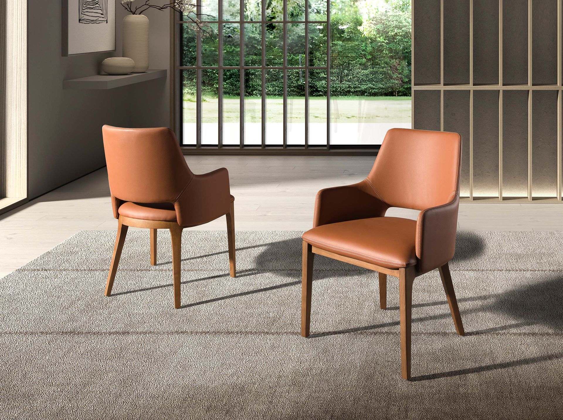 Chaise en similicuir marron — détail 3