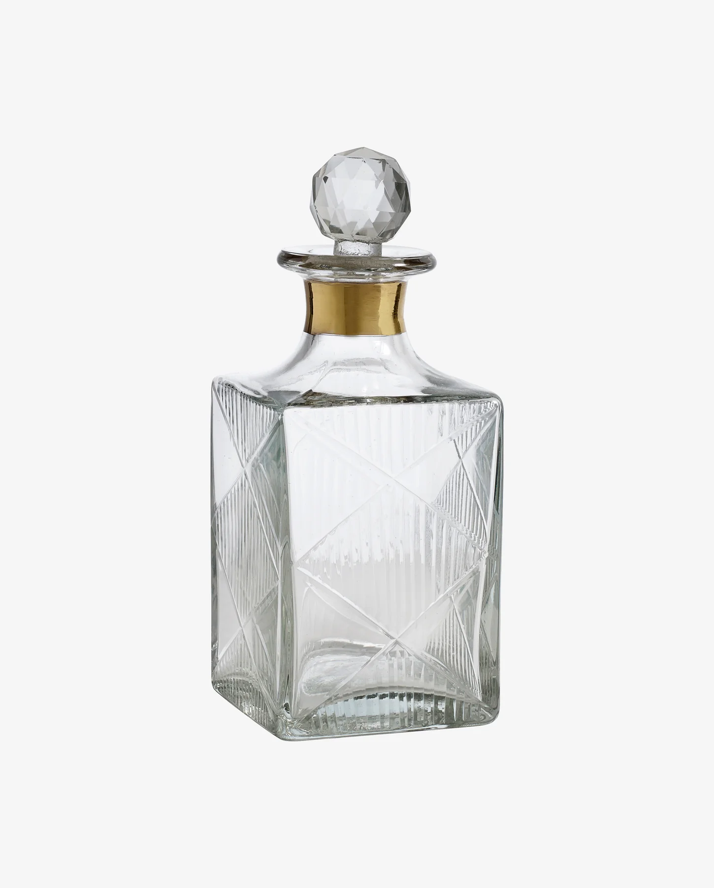 Carafe en verre avec bande doré et bouchon facette