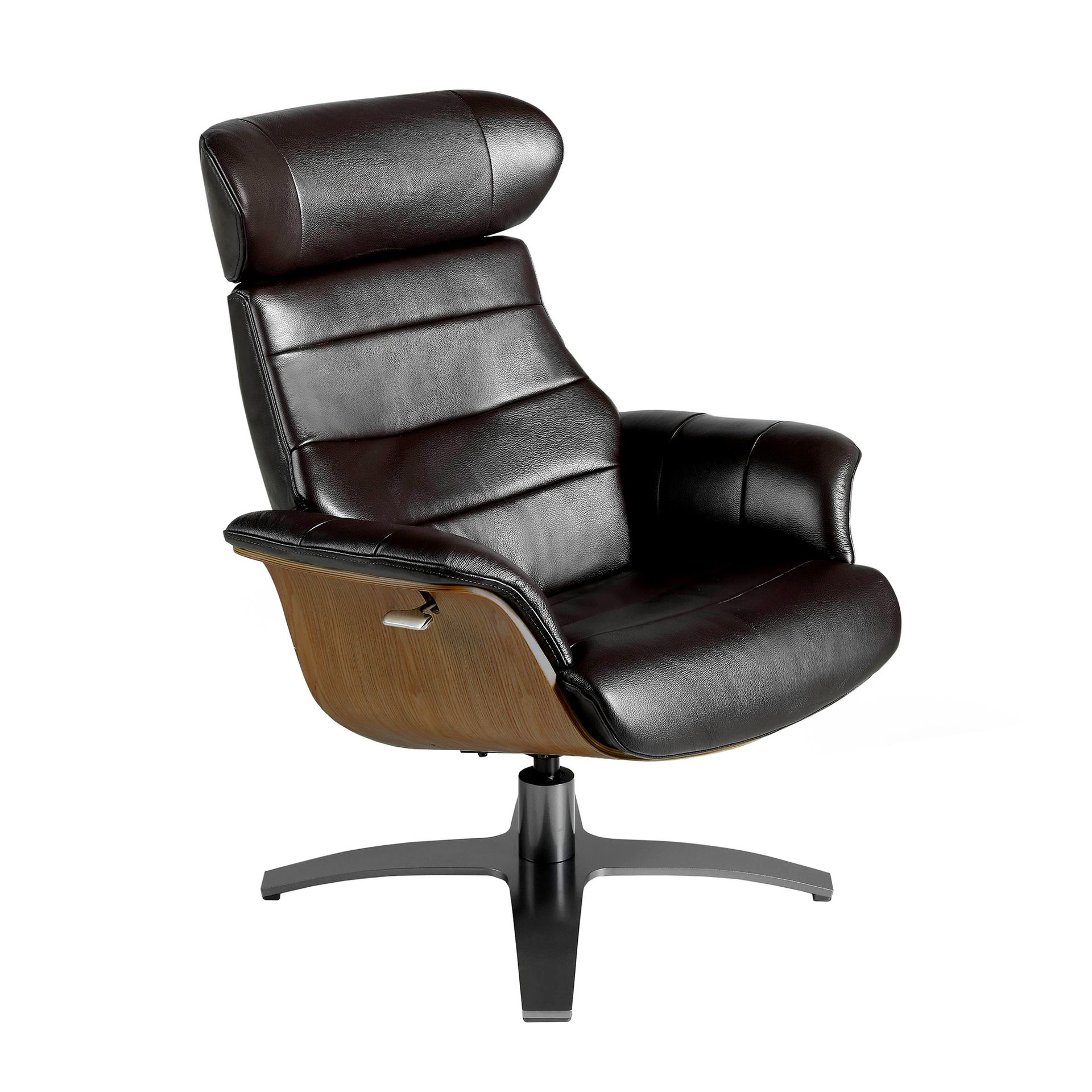 Fauteuil pivotant en cuir marron chocolat