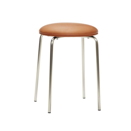 Tabouret en métal et faux cuir marron — détail 4