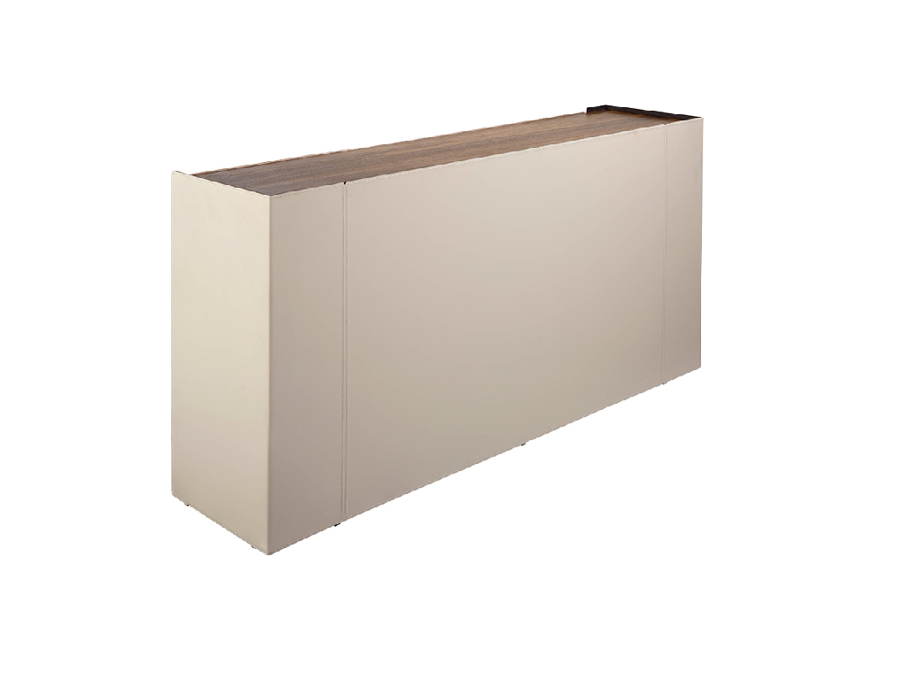 Commode en bois de noyer et cuir recyclé — détail 5
