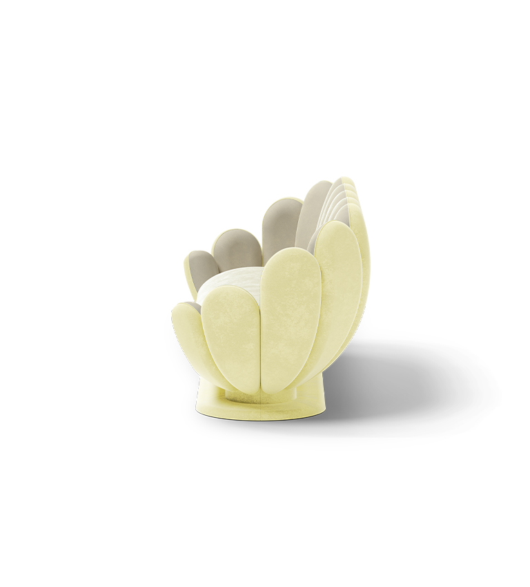 Canapé en forme de fleur de lotus jaune/crème — détail 4