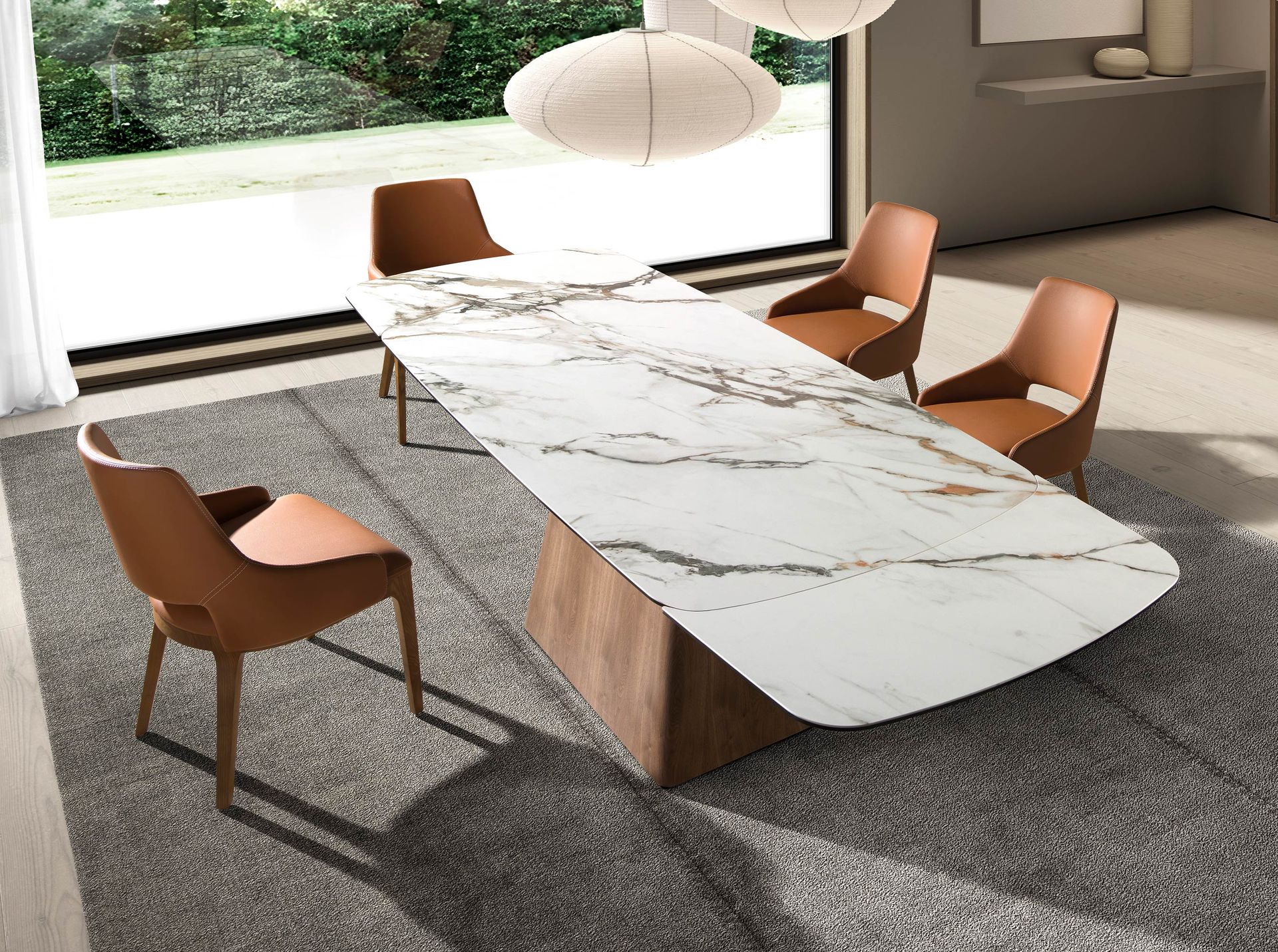 Chaise en similicuir marron — détail 5