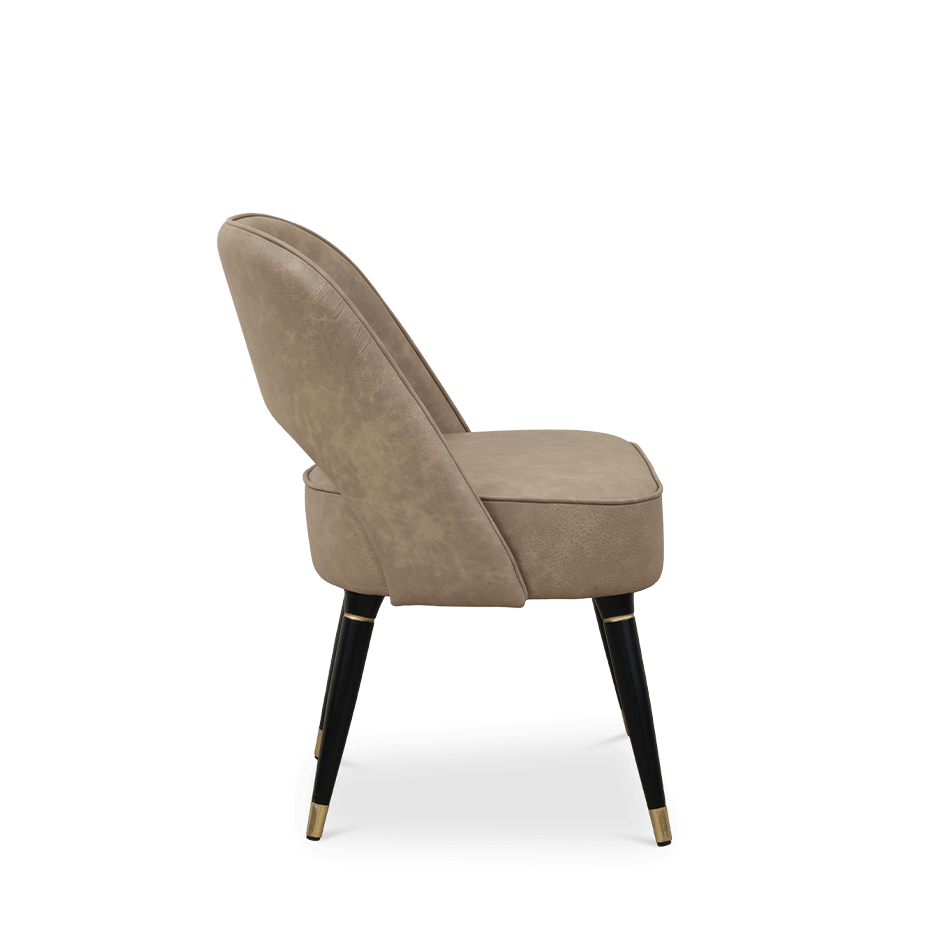 Chaise de salle à manger en cuir marron — détail 4
