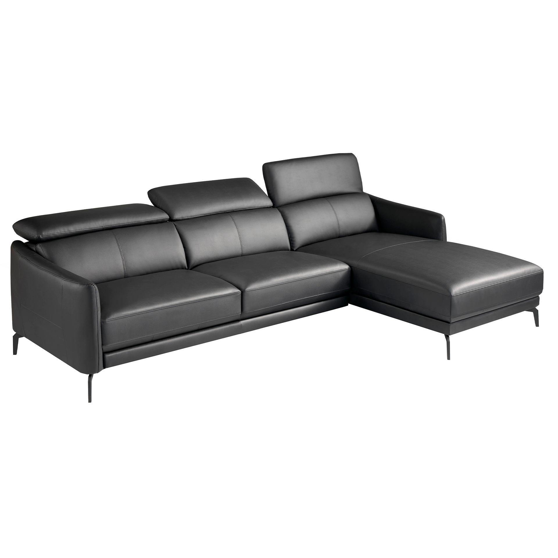 Canapé d'angle droit en cuir noir - Coloris noir — détail 6