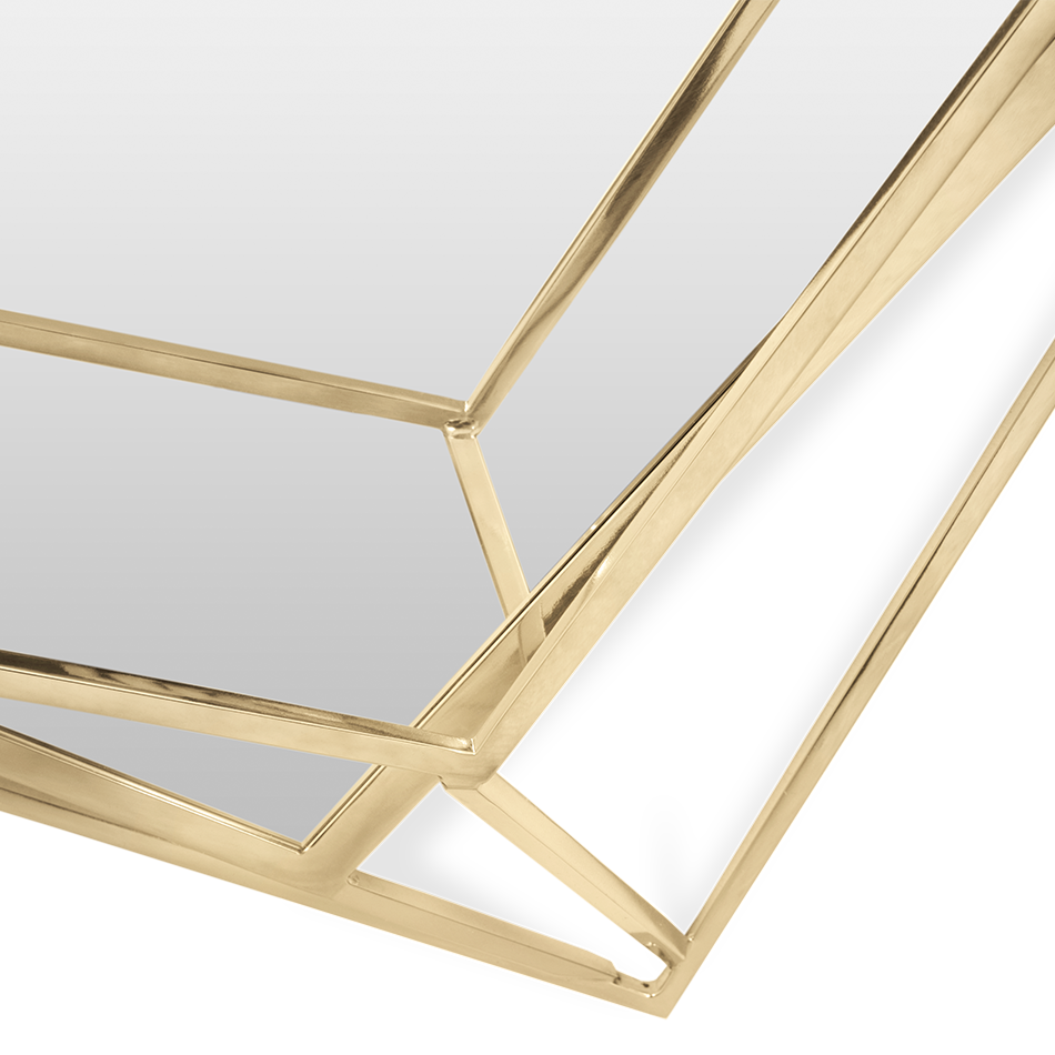 Miroir forme diamant en laiton doré — détail 4