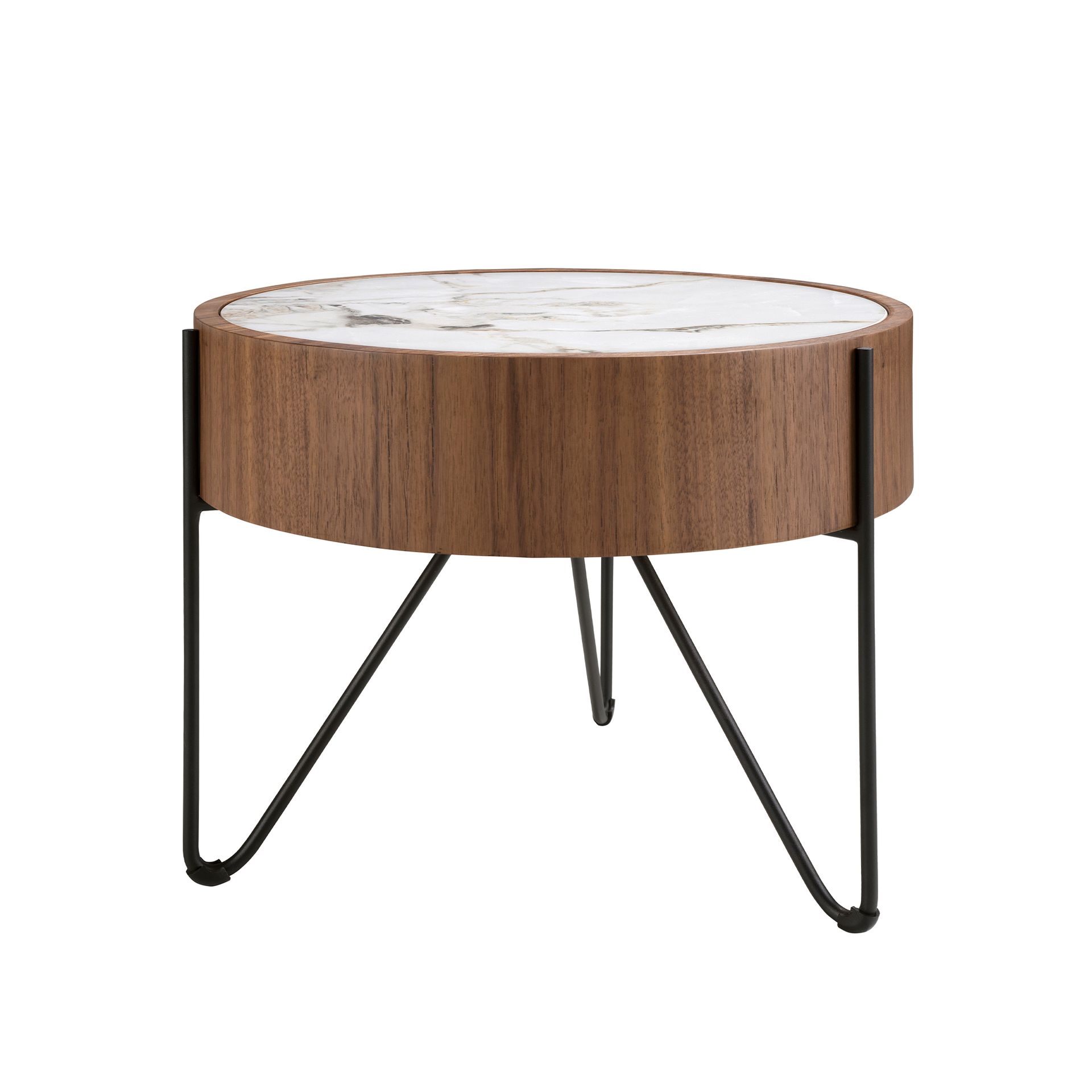 Table d’appoint ronde céramique - Finitions noyer, blanc et noir — détail 6