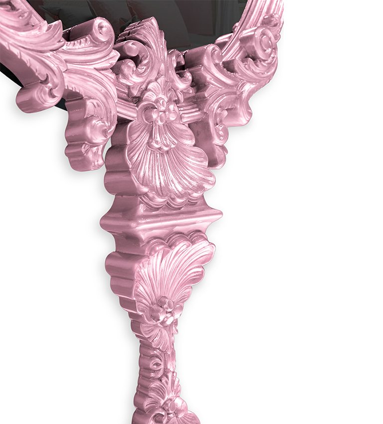 Miroir téléviseur finition à la feuille d'argent rose — détail 4