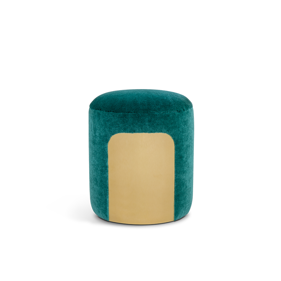 Tabouret en tissu doux vert sapin