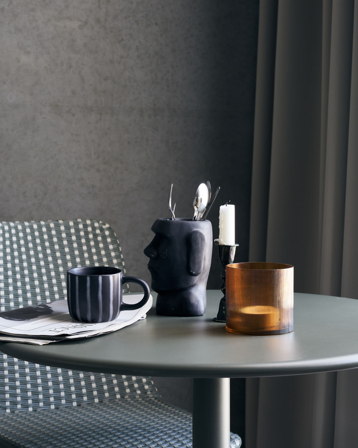 Photophore en verre côtelé ambré