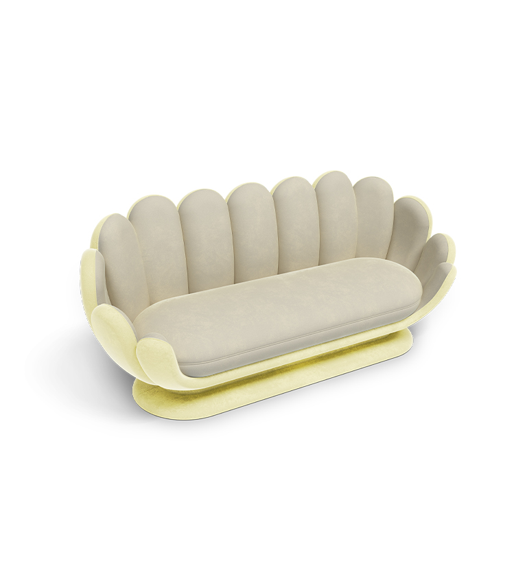 Canapé en forme de fleur de lotus jaune/crème