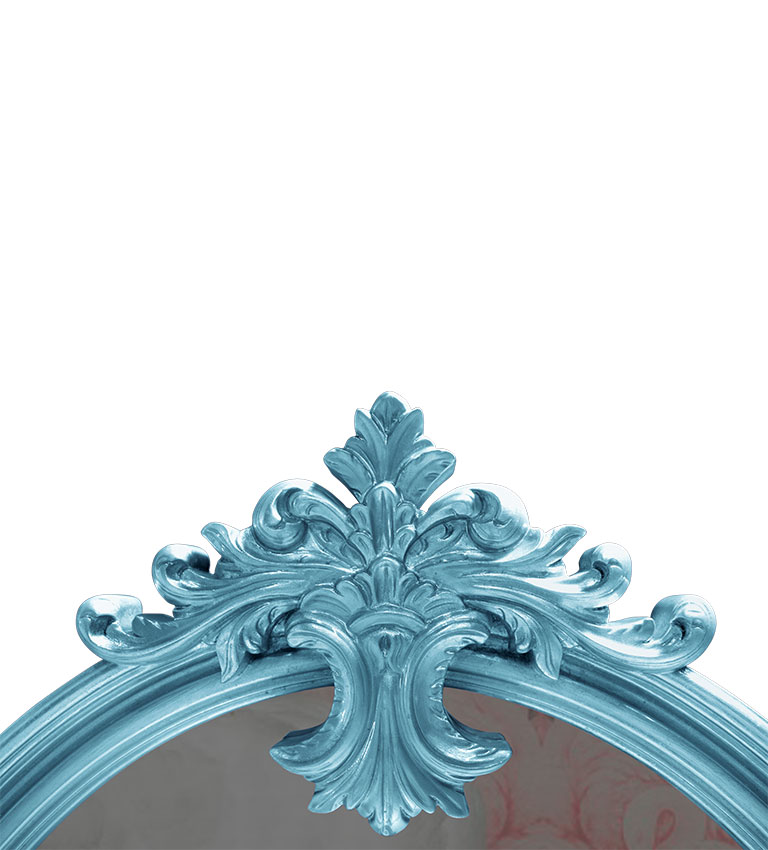 Miroir téléviseur finition à la feuille d'argent bleu — détail 4