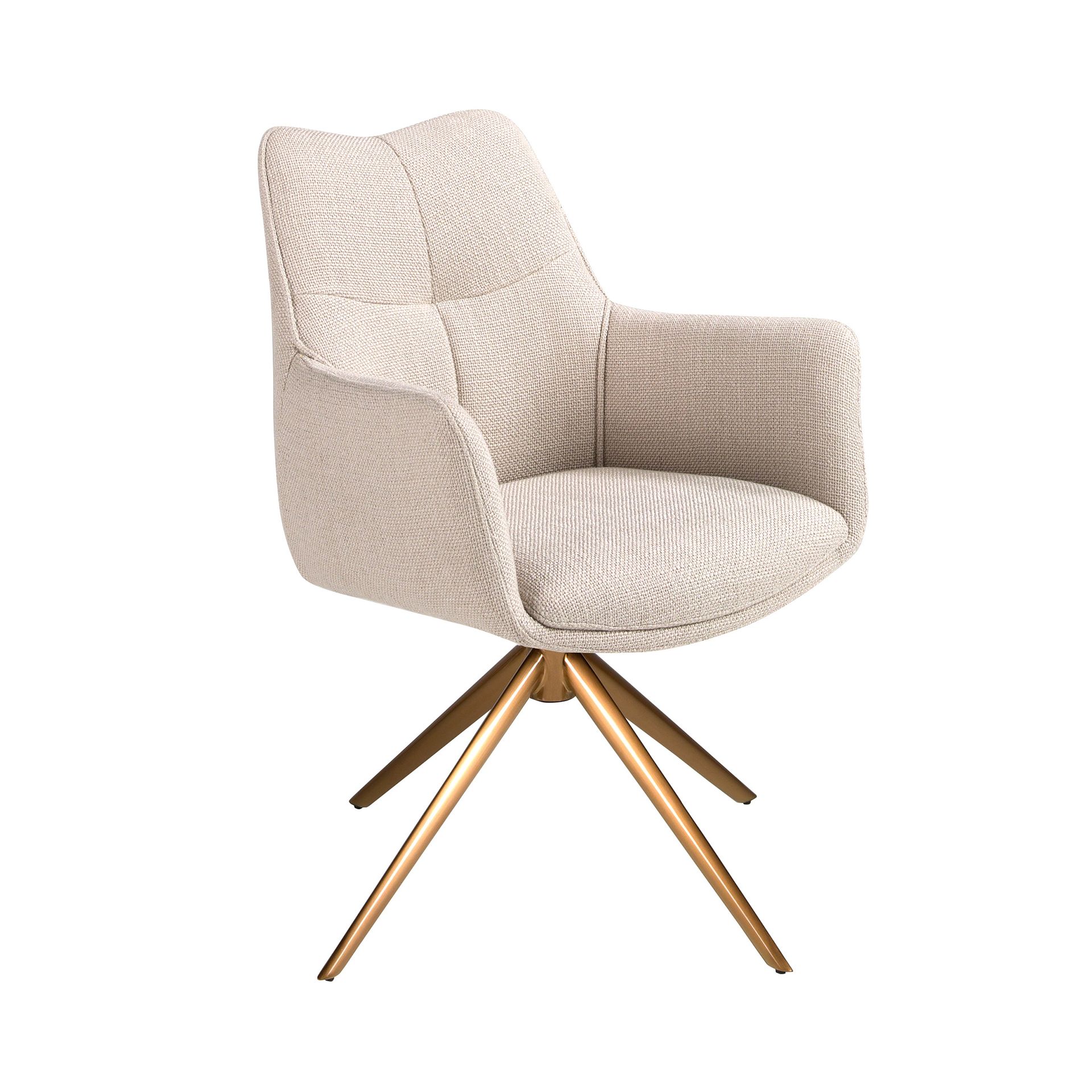 Chaise pivotante en tissu crème - Coloris bronze et crème