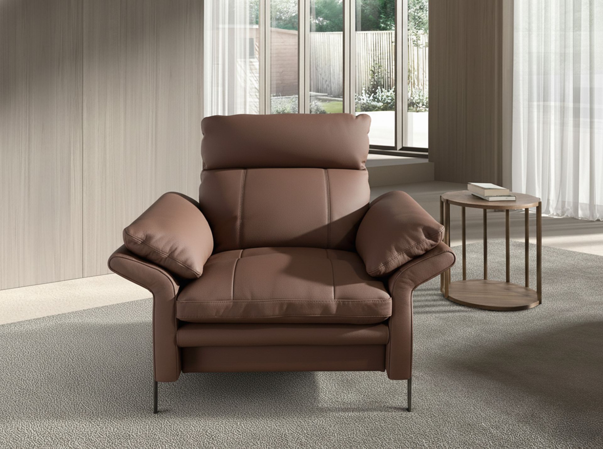 Fauteuil en cuir marron — détail 5