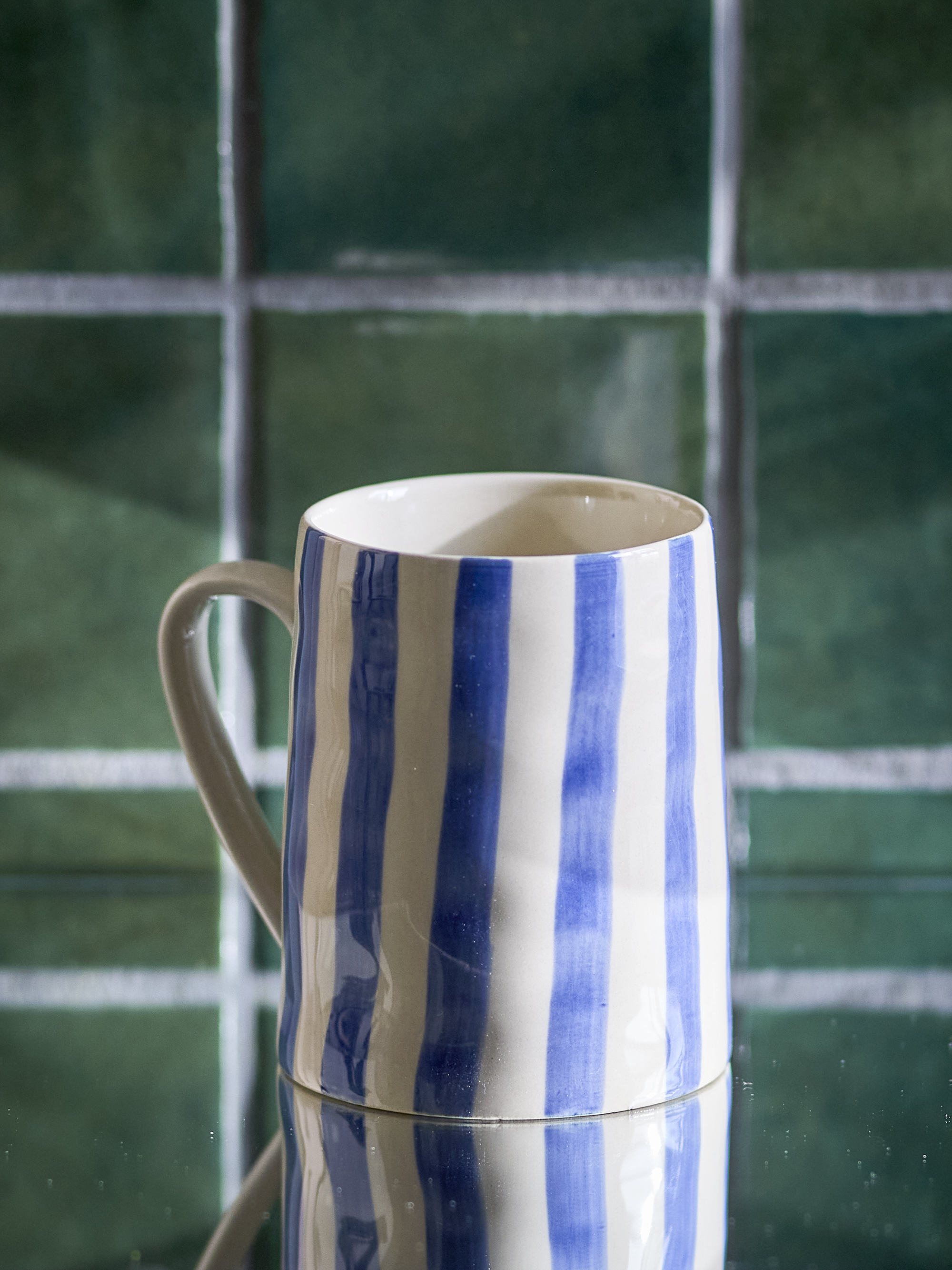 Mug Begonia en grès — Coloris bleu