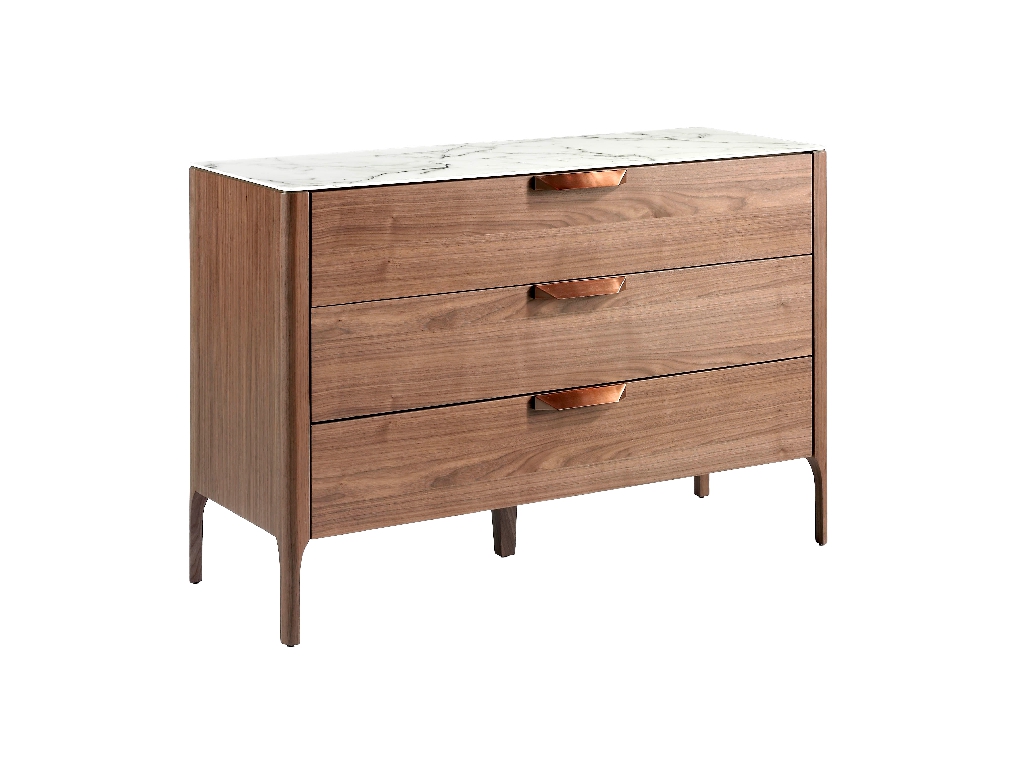 Commode en fibre de verre effet marbre et bois de noyer — détail 5
